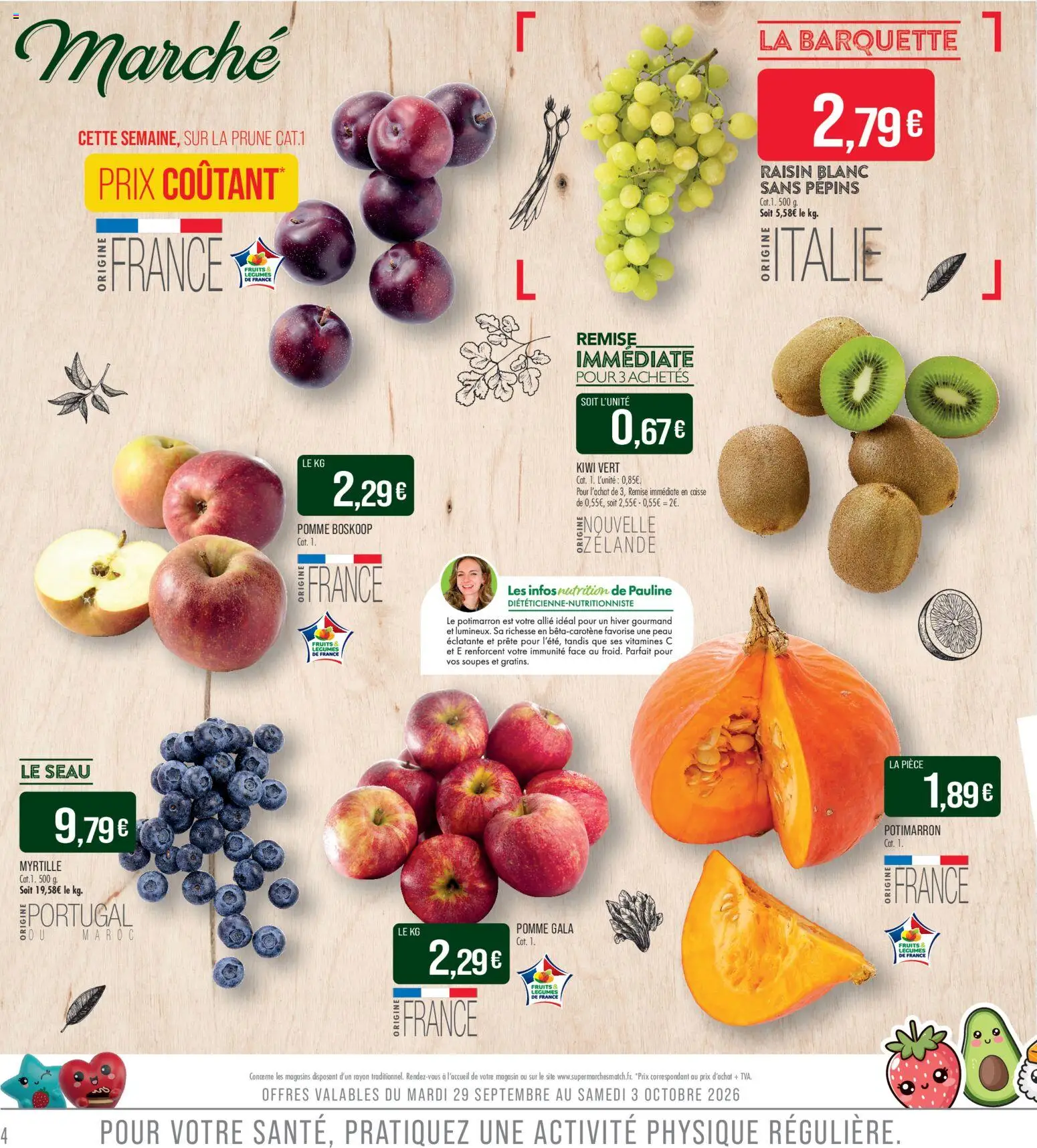 {H1} | Page: 4 | Produits: Pomme, Prune, Raisin, Kiwi vert