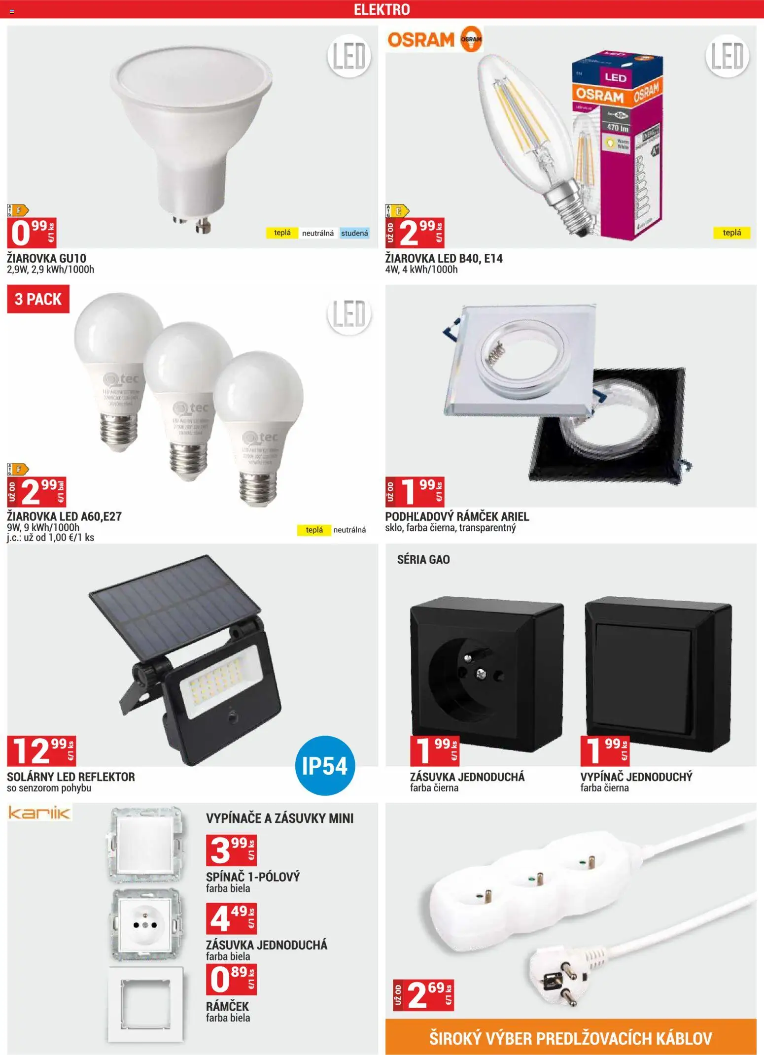 Nové Merkury Market akcie – leták je platný od 01.09.2026 | Strana: 11 | Produkty: Led reflektor, Reflektor, Žiarovka, Zásuvka