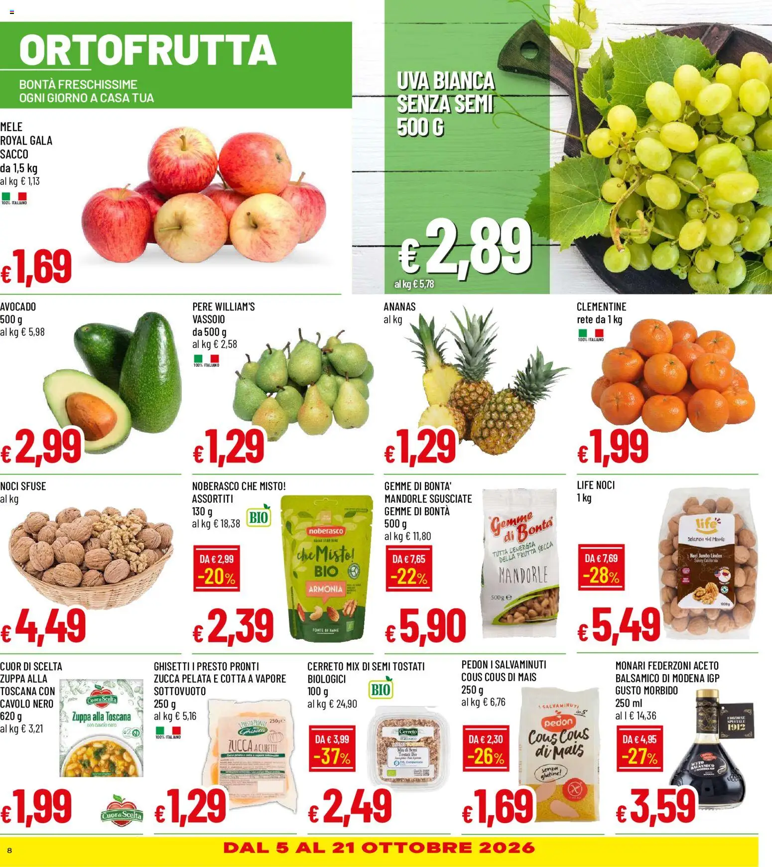 Volantino Galassia del 30/09/2026 | Pagina: 8 | Prodotti: Mele, Ananas, Zucca, Uva