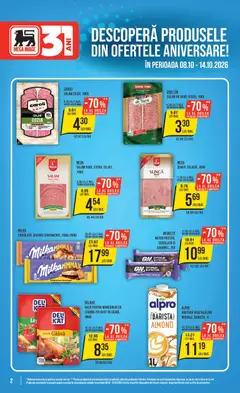 Ofertele Mega Image valabile de la 08.10.2026 | Pagină: 2 | Produse: Aplică, Alpro, Ciocolată, Salam
