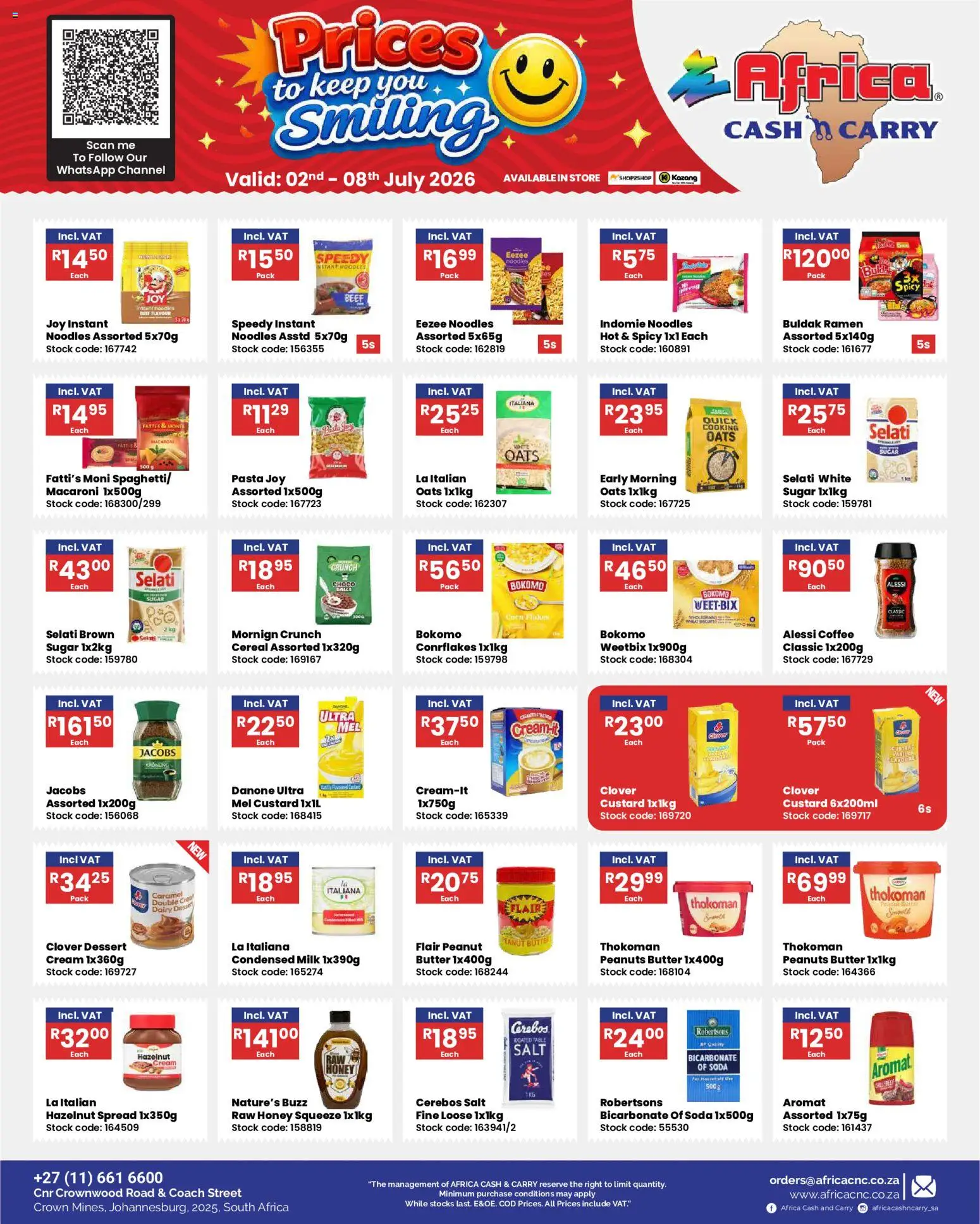 New Africa Cash & Carry catalogue – valid from 02/07/2026 | Page: 25 | Products: Bicarbonate of soda, Oats, Noodles, Sugar