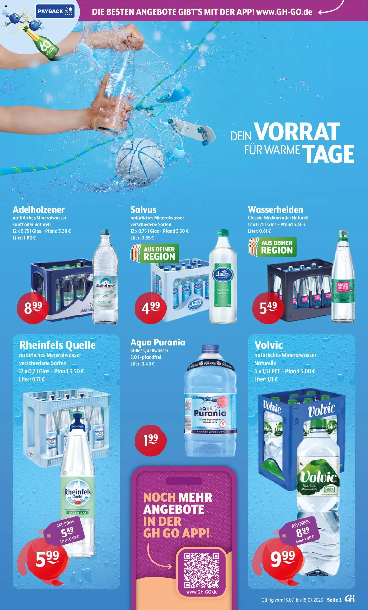 Getränke Hoffmann - Nordrhein - Westfalen – gültig ab 13.07.2026 | Seite: 2 | Produkte: Adelholzener, Mineralwasser, Volvic, Rheinfels quelle