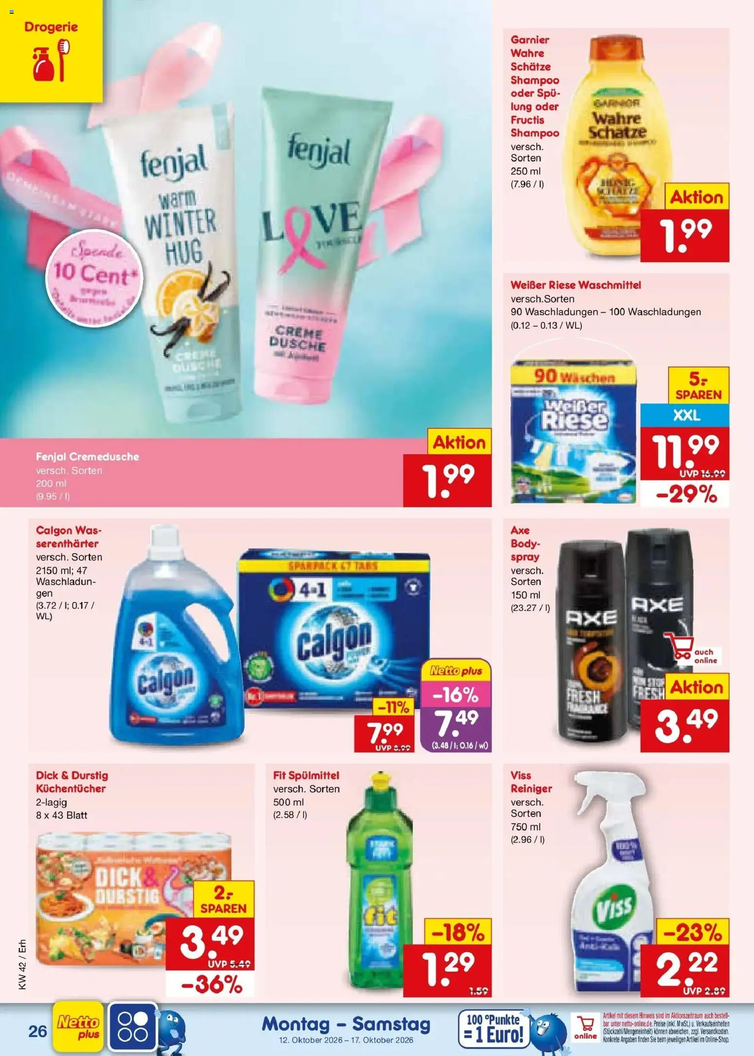 Netto Marken-Discount Prospekt München (ab 12.10.2026) » Angebote | Seite: 36 | Produkte: Dusche, Shampoo, Creme, Waschmittel