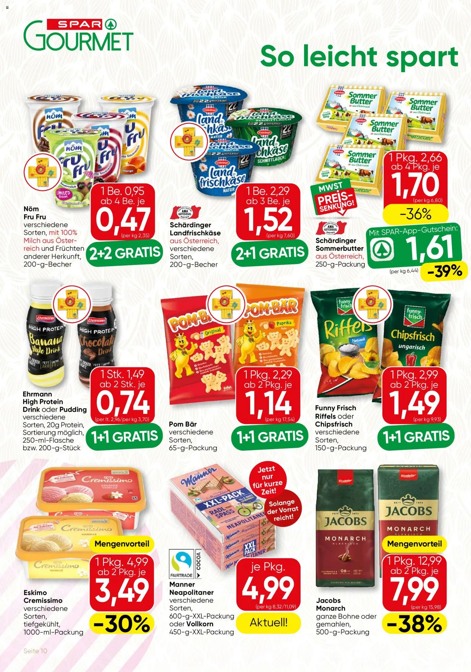 SPAR Gourmet Flugblatt gültig ab 30.07.2026 | Seite: 10 | Produkte: Mango, Milch, Butter