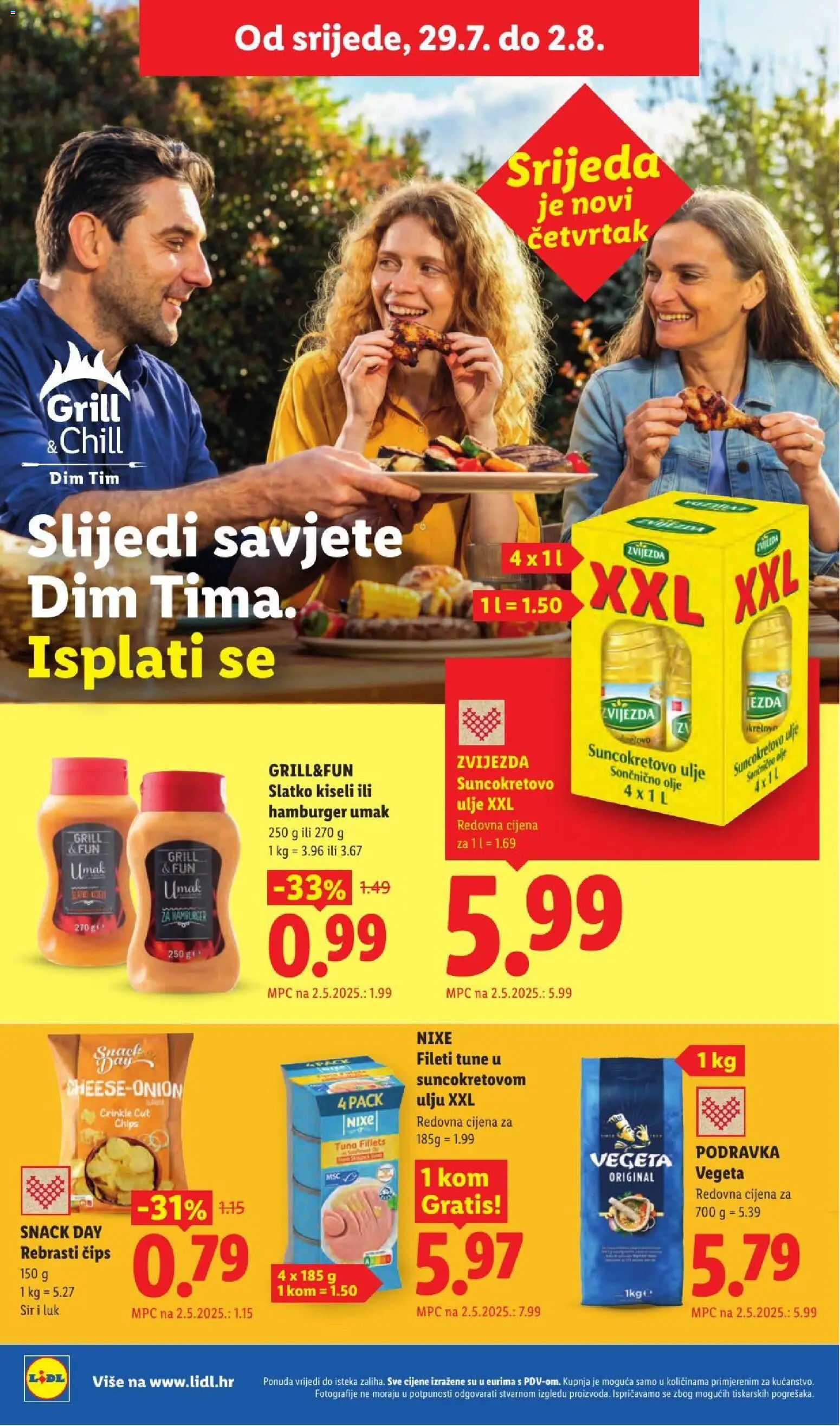 Lidl katalog | vrijedi od 23.07.2026 | Stranica: 60 | Proizvodi: Suncokretovo ulje, Podravka, Luk, Tuna