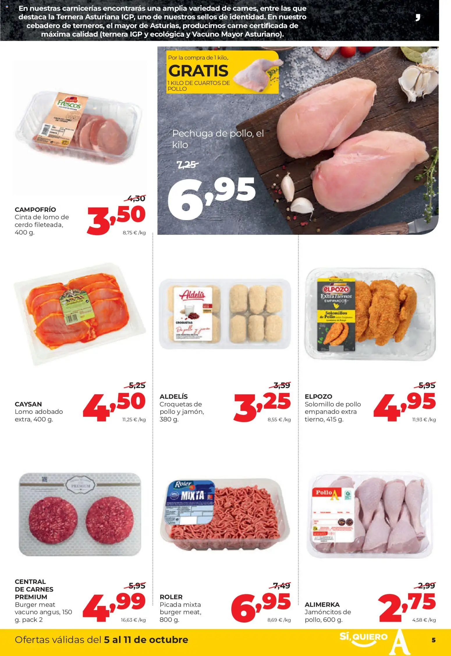 Alimerka folleto Castilla y León │ válido desde el 05/10/2026 | Página: 5 | Productos: Lomo, Croquetas, Carne, Pollo