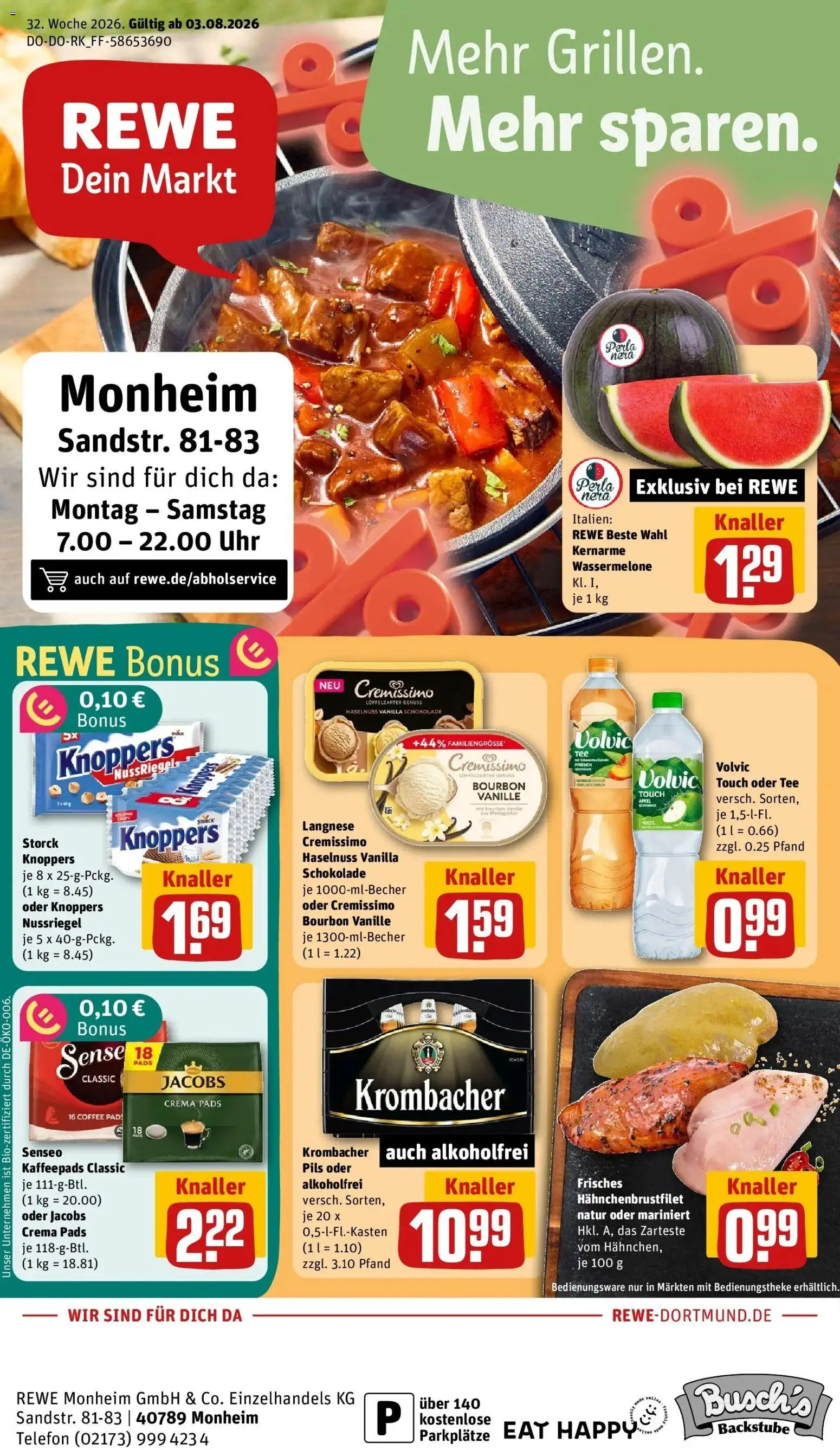 REWE Prospekt ab 03.08.2026 zum Blättern » Angebote | Seite: 3 | Produkte: Vanille, Pfirsich, Tee, Volvic