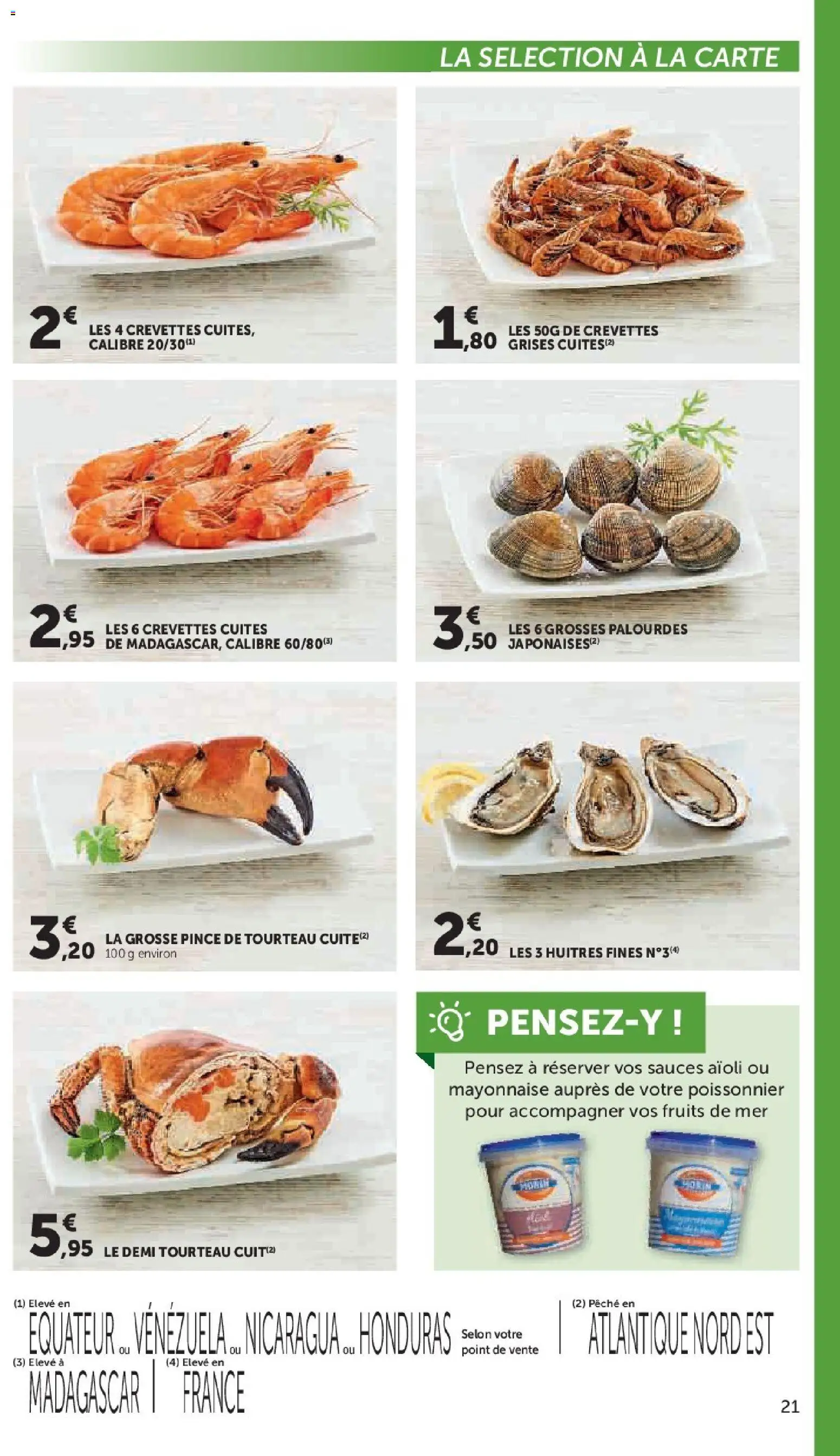 {H1} | Page: 21 | Produits: Crevettes, Huîtres fines, Mayonnaise, Huîtres