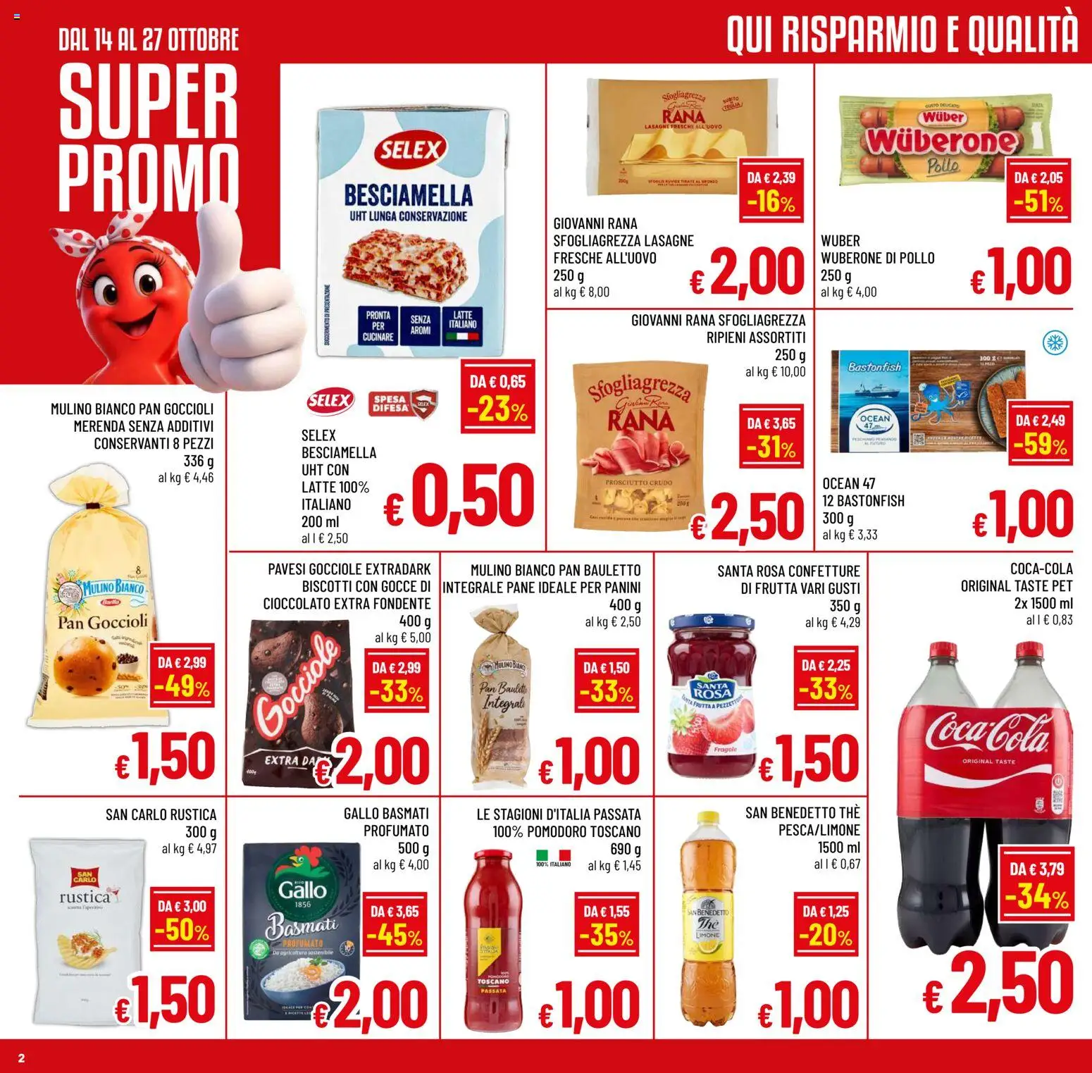 Volantino A&O del 14/10/2026 | Pagina: 2 | Prodotti: Prosciutto Crudo, Fragole, Biscotti, Frutta