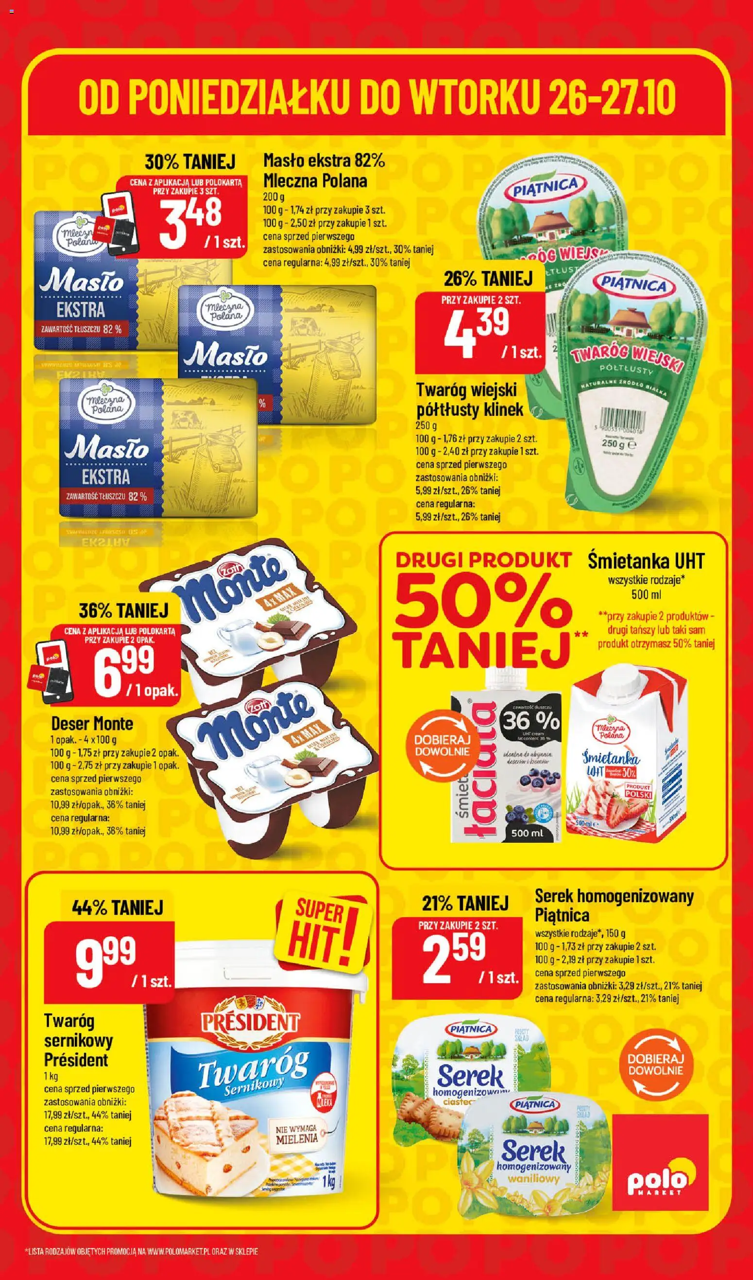 Nowa POLOmarket gazetka od jutra 26.10.2026 | Strona: 5 | Produkty: Serek homogenizowany, Serek, Mleka, Twaróg President