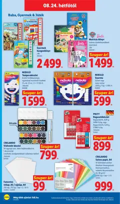 Lidl akciós újság - amely érvényes a következő dátumtól: 2026.08.19. | Oldal: 44 | Termékek: Játék, Gyurma, Lap, Könyv