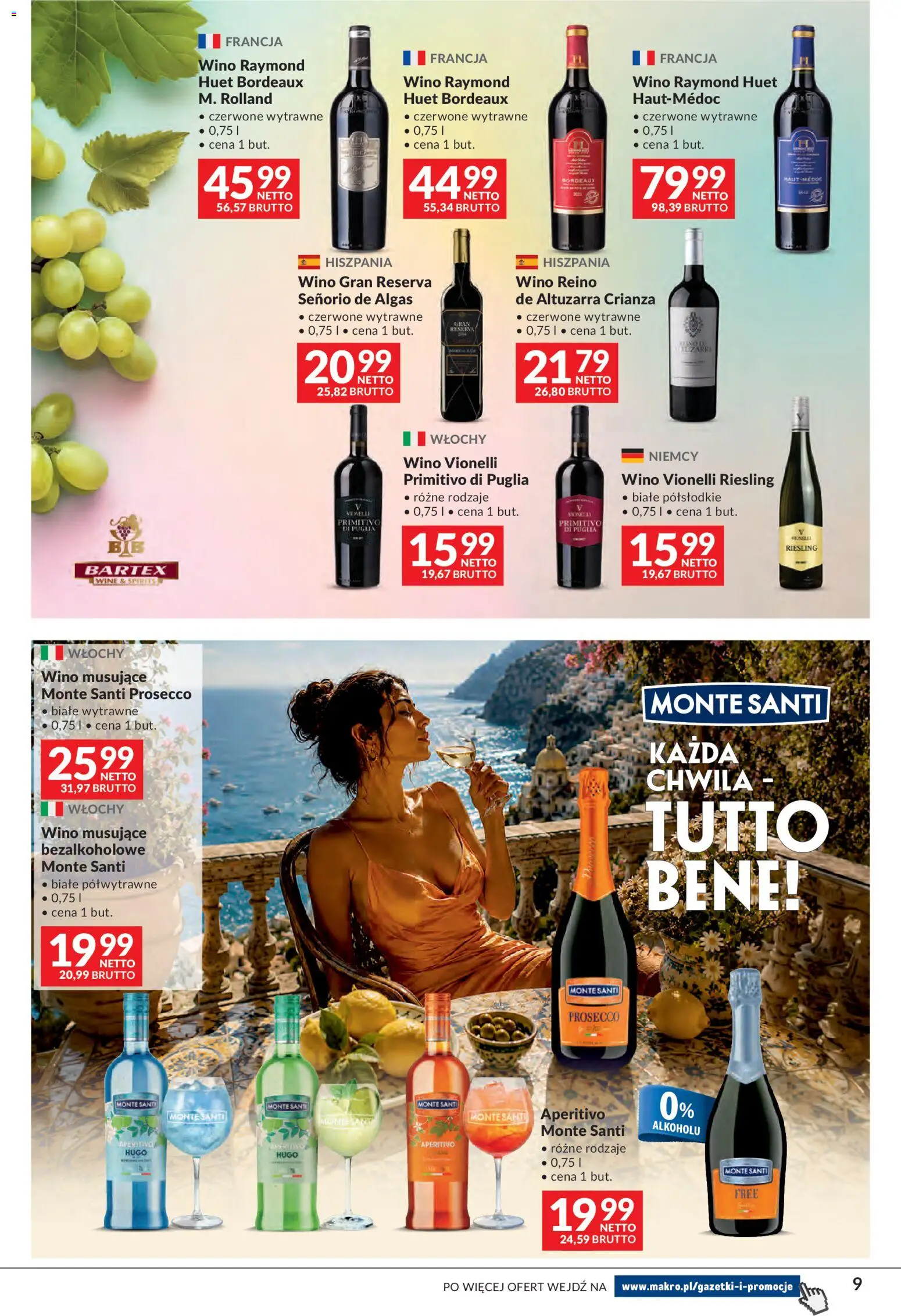 Makro gazetka - Sery, Wędliny, Wina od 01.09.2026 | Strona: 9 | Produkty: Bordeaux wino, Primitivo, Wino musujące, Prosecco