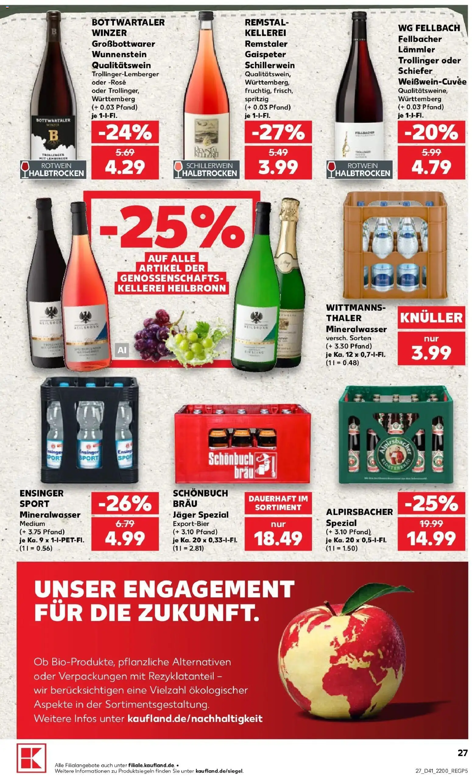 Prospekt Kaufland ab 08.10.2026 » Angebote Online zum Blättern | Seite: 27 | Produkte: Rotwein, Mineralwasser