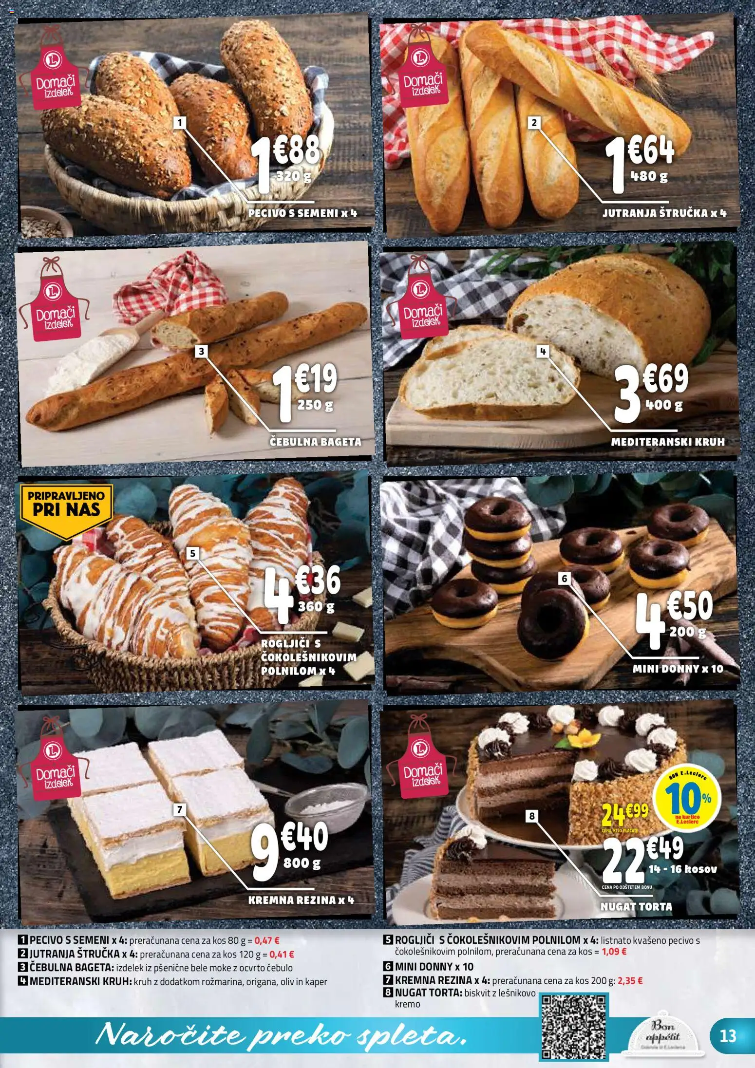 Novi E.leclerc katalog ponudbe – veljaven od 17.06.2026 | Stran: 13 | Izdelki: Štručka, Torta, Kos, Kruh