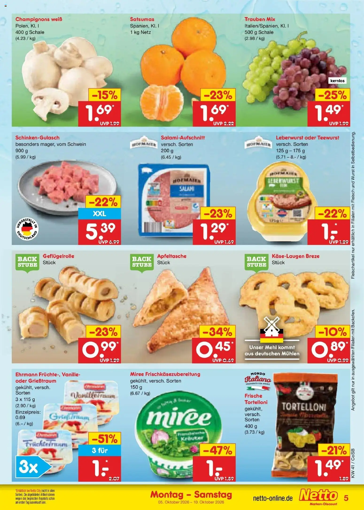 Netto Marken-Discount Prospekt Leipzig – gültig ab 05.10.2026 | Seite: 5 | Produkte: Trauben, Vanille, Wurst, Fleisch