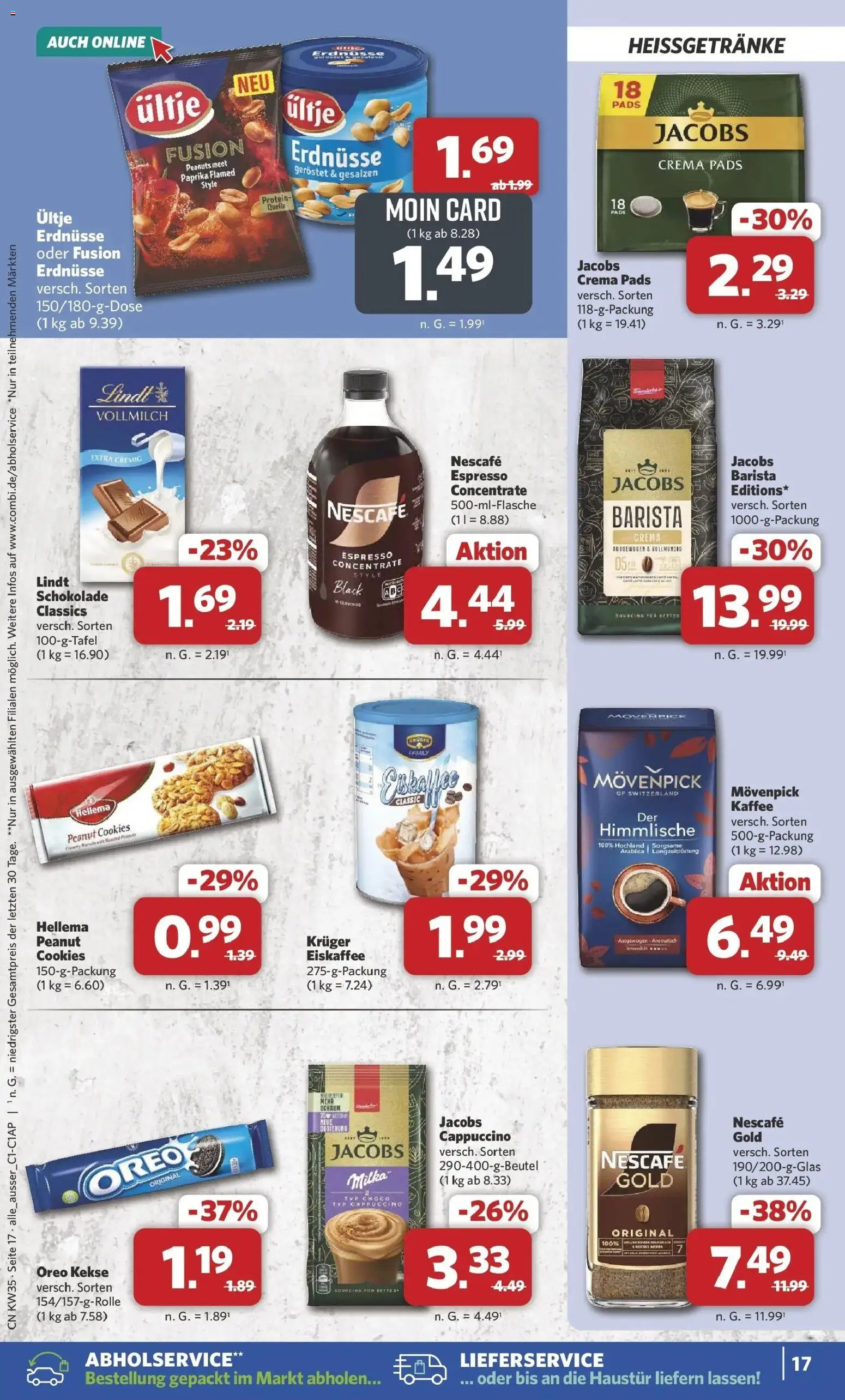 Combi Prospekt Borchen (ab 24.08.2026) zum Blättern | Seite: 21 | Produkte: Nescafe, Kaffee, Milka, Movenpick kaffee