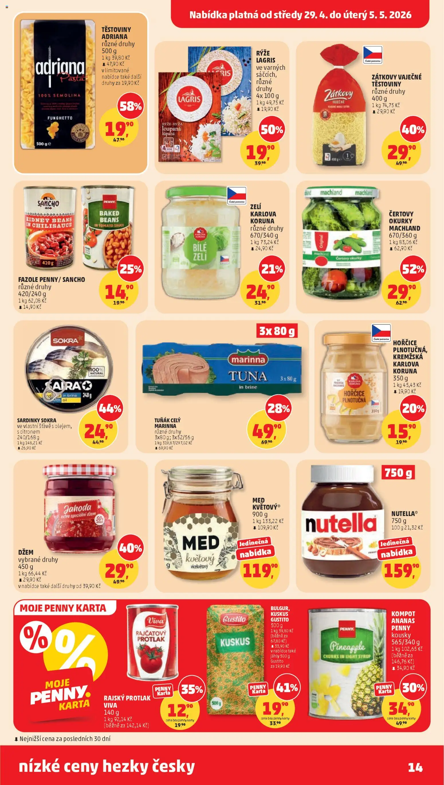Penny Market leták od 29.04.2026 | Strana: 14 | Produkty: Ananas, Okurky, Sardinky, Semolina