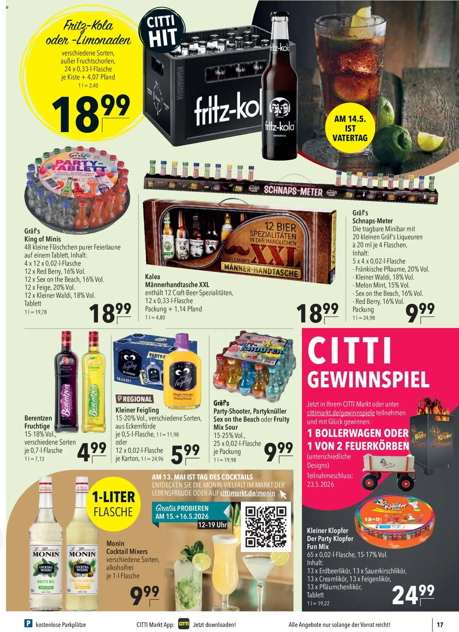 CITTI Markt Prospekt 	 – gültig ab 13.05.2026 | Seite: 17 | Produkte: Bier, Kleiner feigling, Uhr, Berentzen