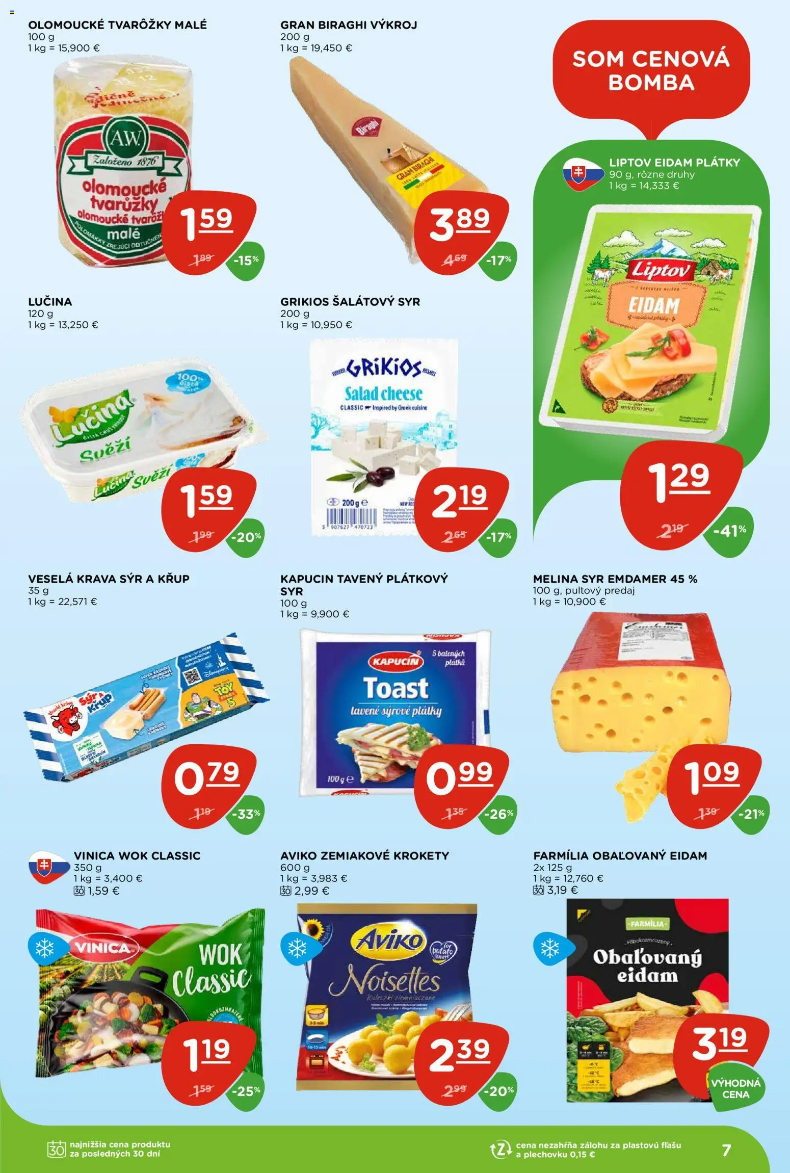 Nové Terno akcie – leták je platný od 17.09.2026 | Strana: 7 | Produkty: Syr, Eidam, Krokety, Tvarôžky