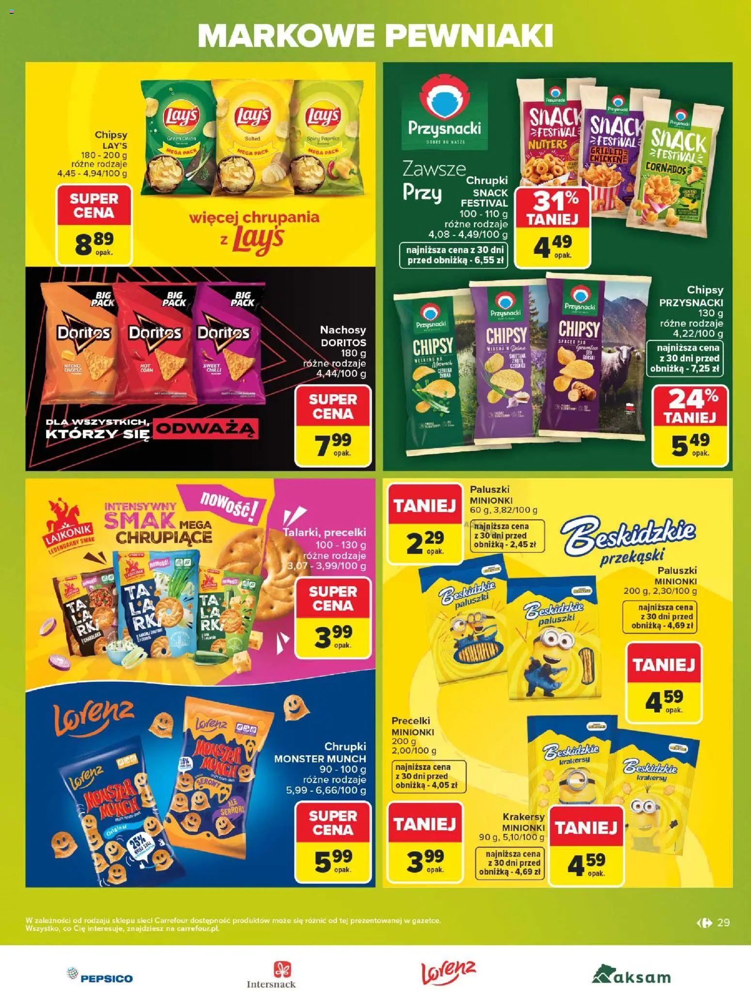 Carrefour gazetka - Markowe pewniaki od 20.07.2026 | Strona: 29 | Produkty: Chrupki, Doritos, Paluszki, Krakersy
