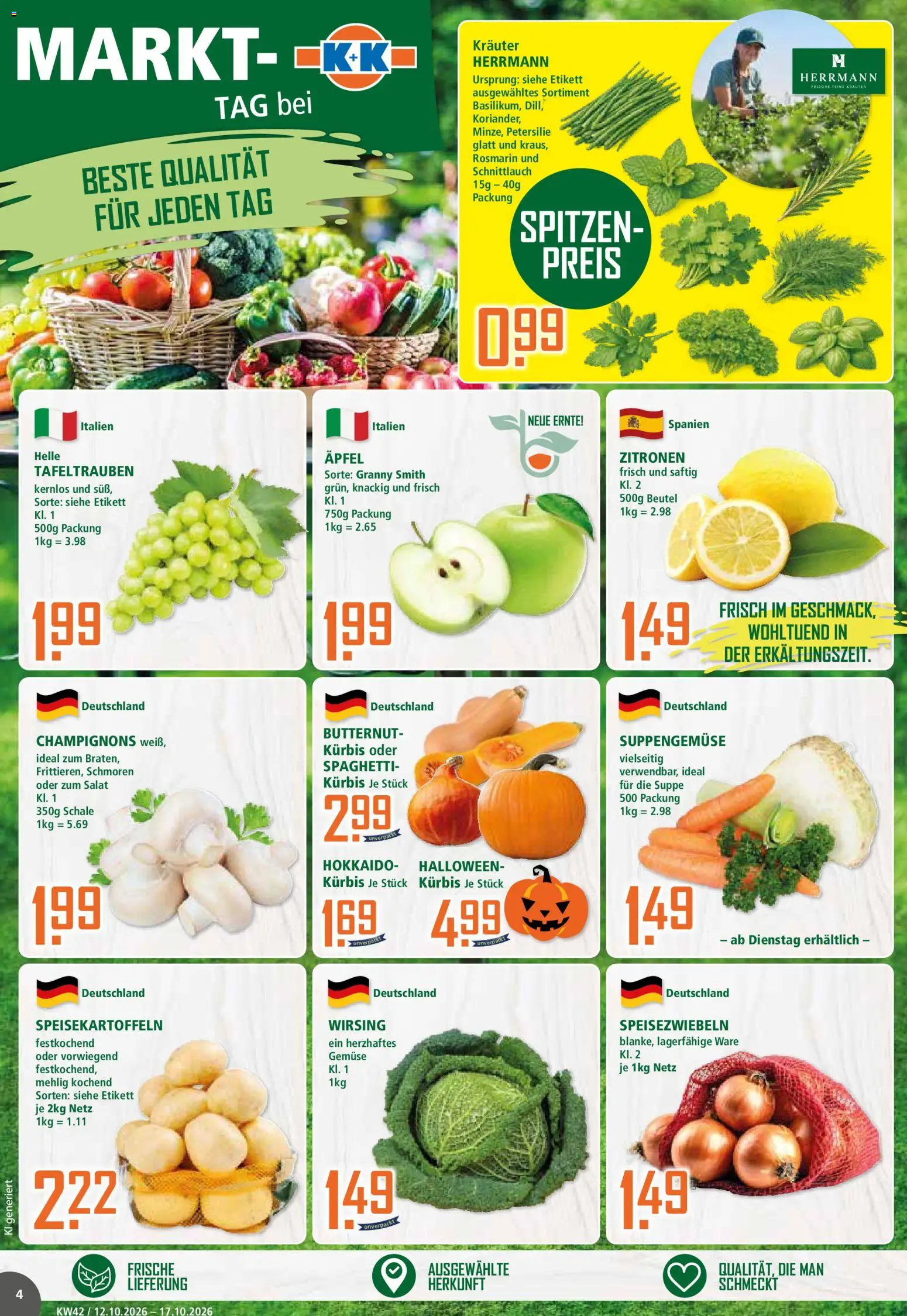 Klaas & Kock Prospekt – gültig ab 12.10.2026 | Seite: 4 | Produkte: Gemüse, Petersilie, Salat, Zitronen