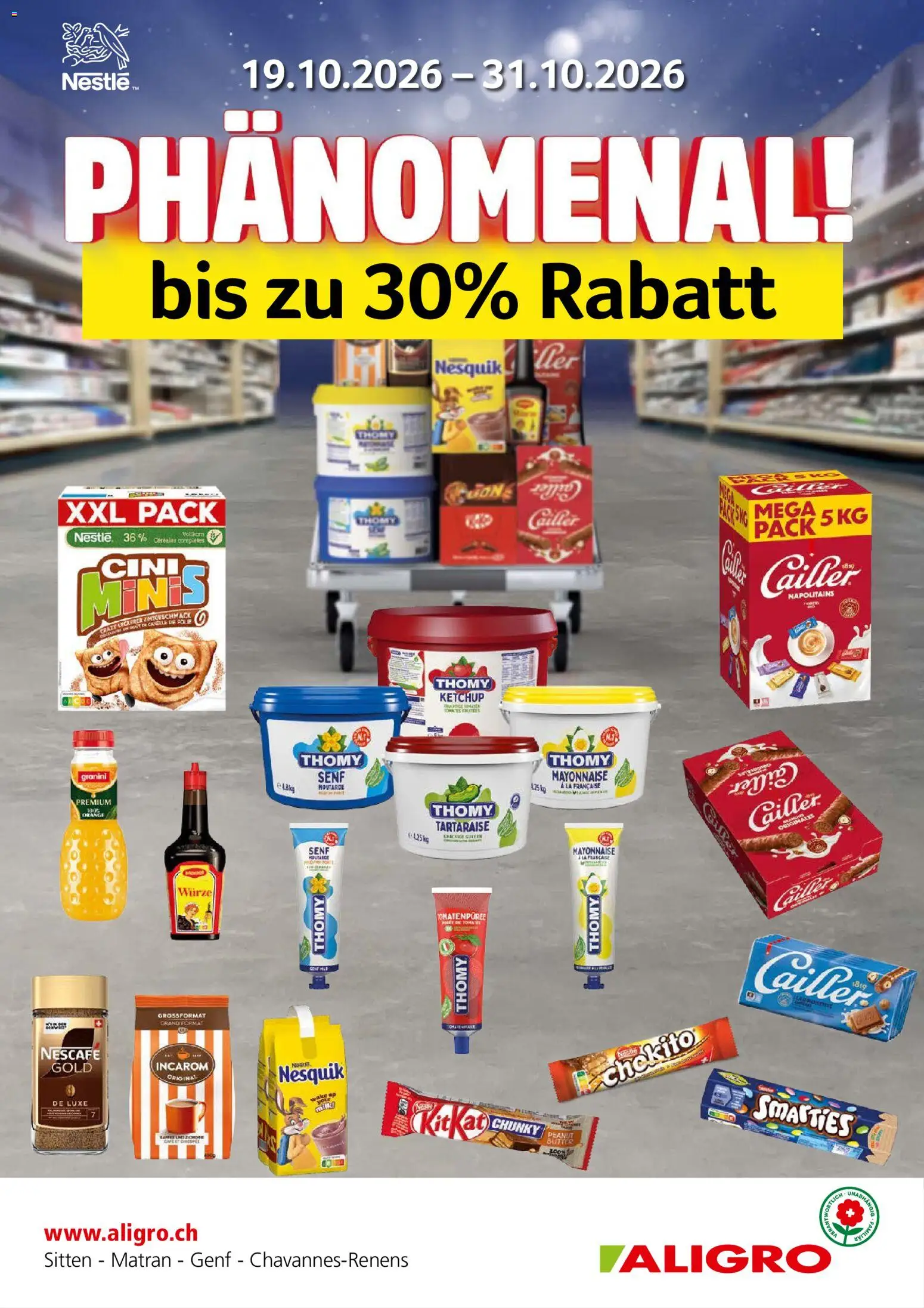 Aligro aktionen Nestlé Chavannes, Matran, Genf, Sitten – gültig ab 19.10.2026 | Seite: 1 | Produkte: Tomatenpüree, Ketchup, Mayonnaise