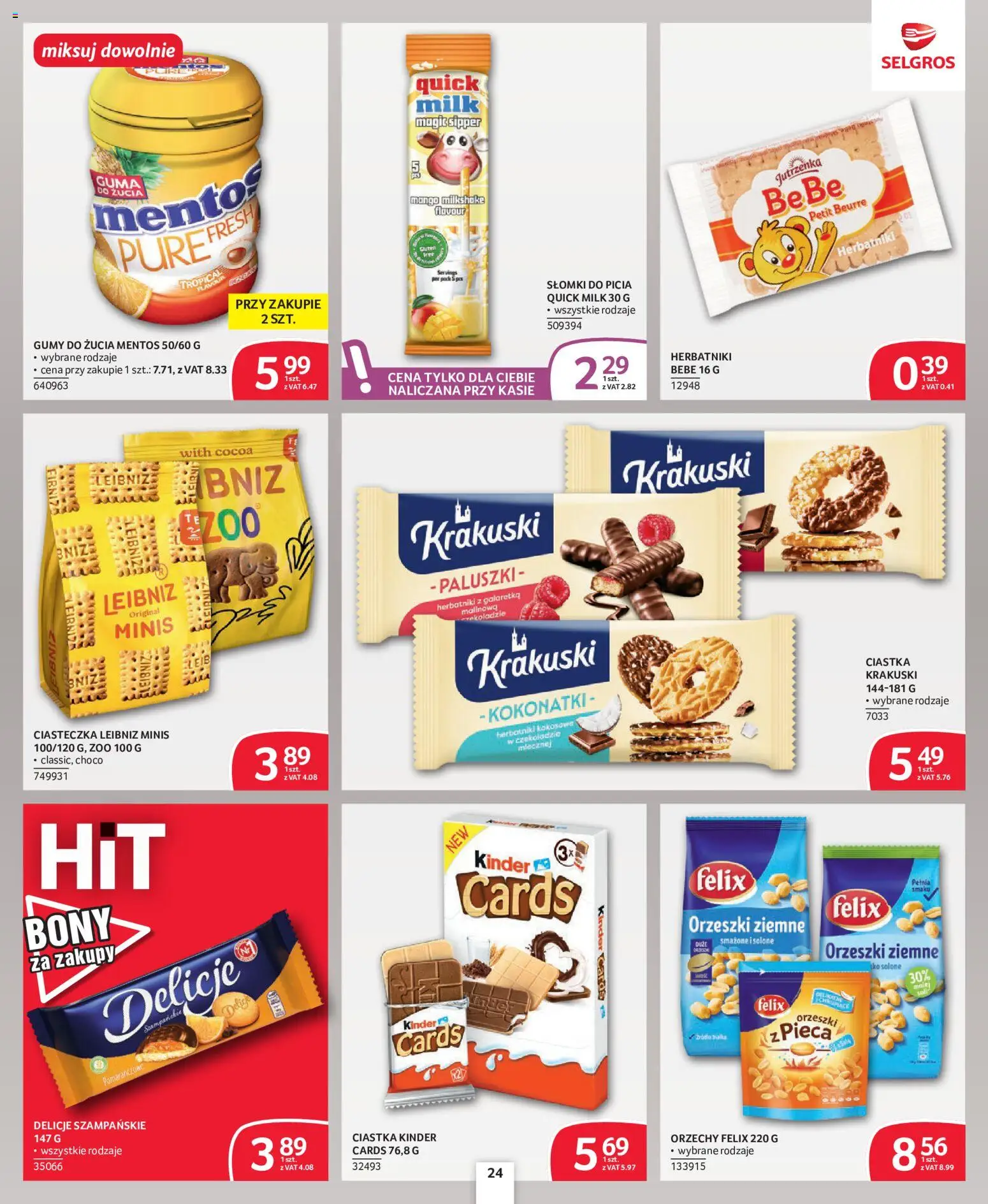 Selgros cash&carry gazetka - Oferta dla profesjonalistów od 08.10.2026 | Strona: 24 | Produkty: Gumy, Herbatniki, Paluszki, Orzechy