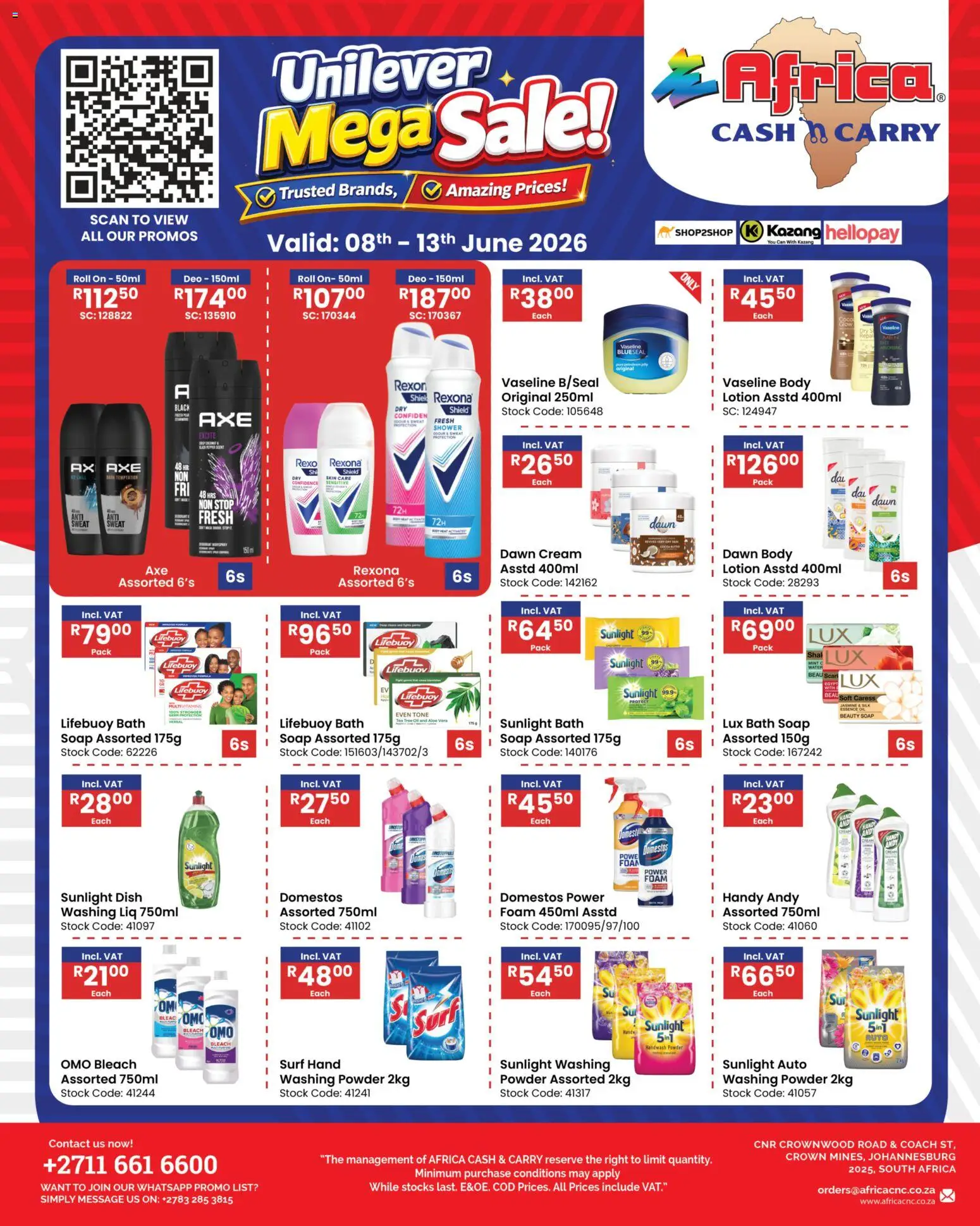 New Africa Cash & Carry catalogue – valid from 08/07/2026 | Page: 1 | Products: Handwash, Shower, Cream, Soap