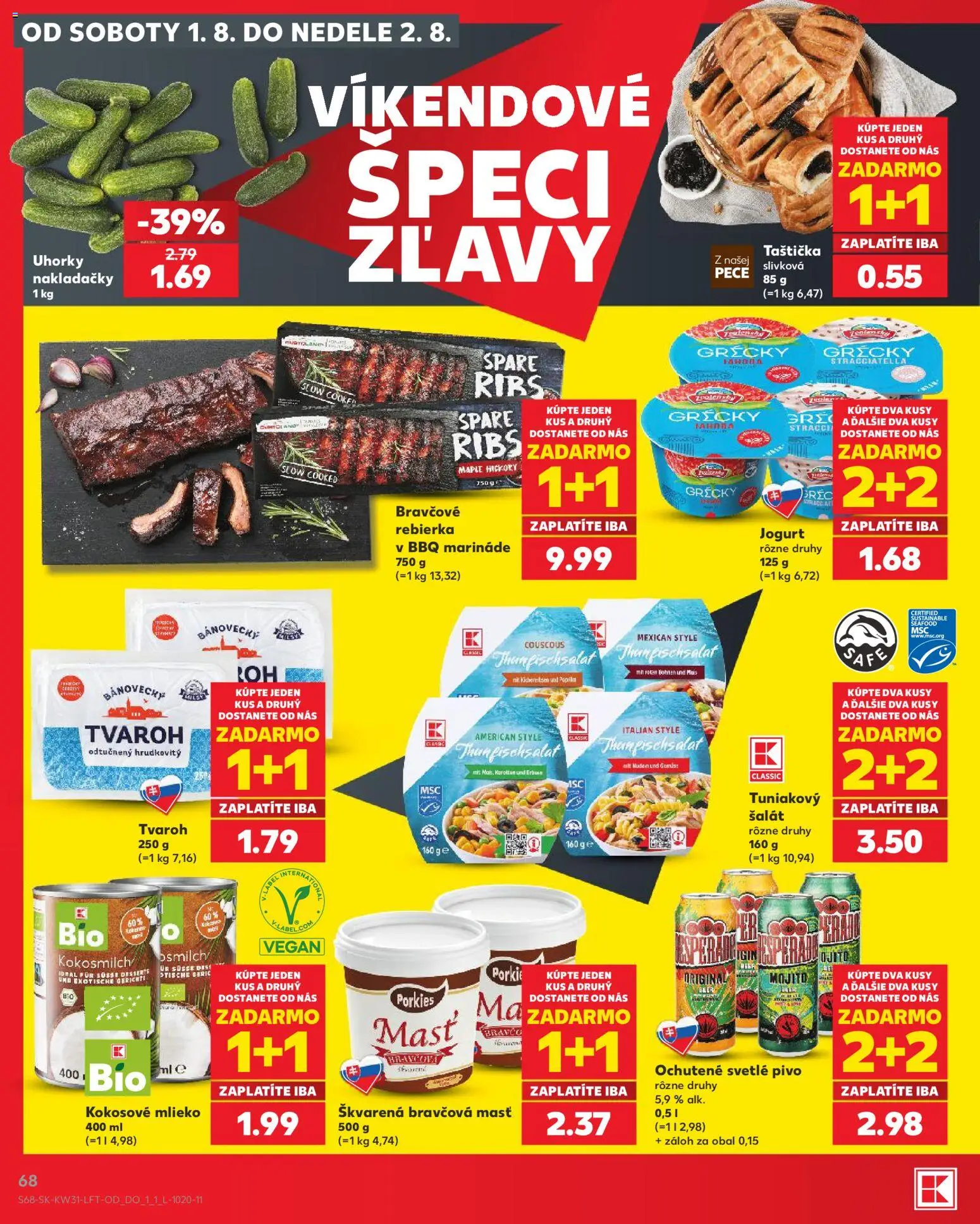 Nové Kaufland akcie – leták je platný od 30.07.2026 | Strana: 68 | Produkty: Mlieko, Pivo, Jogurt, Šalát