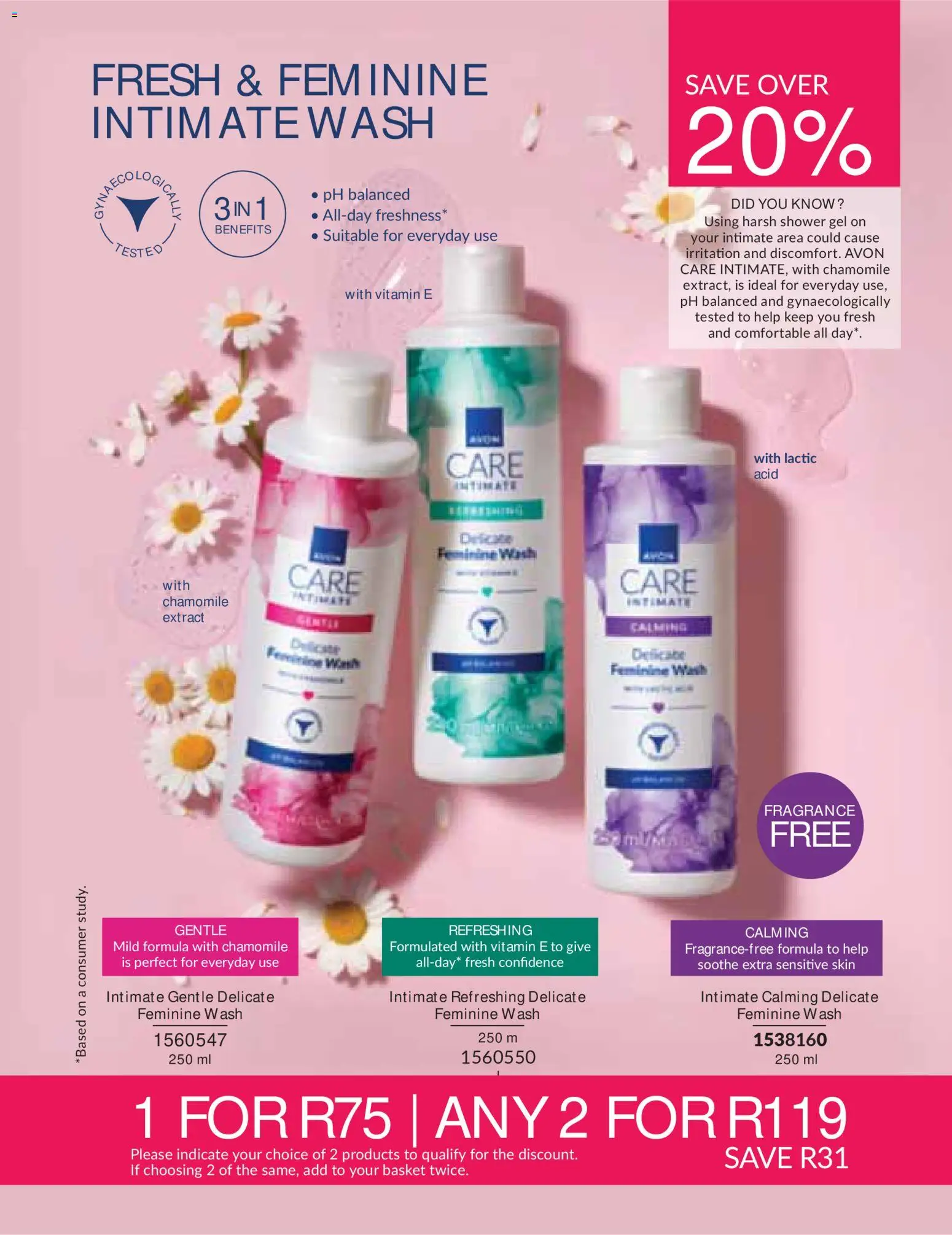 New Avon catalogue – valid from 01/07/2026 | Page: 185 | Products: Intimate wash, Shower, Basket, Shower gel