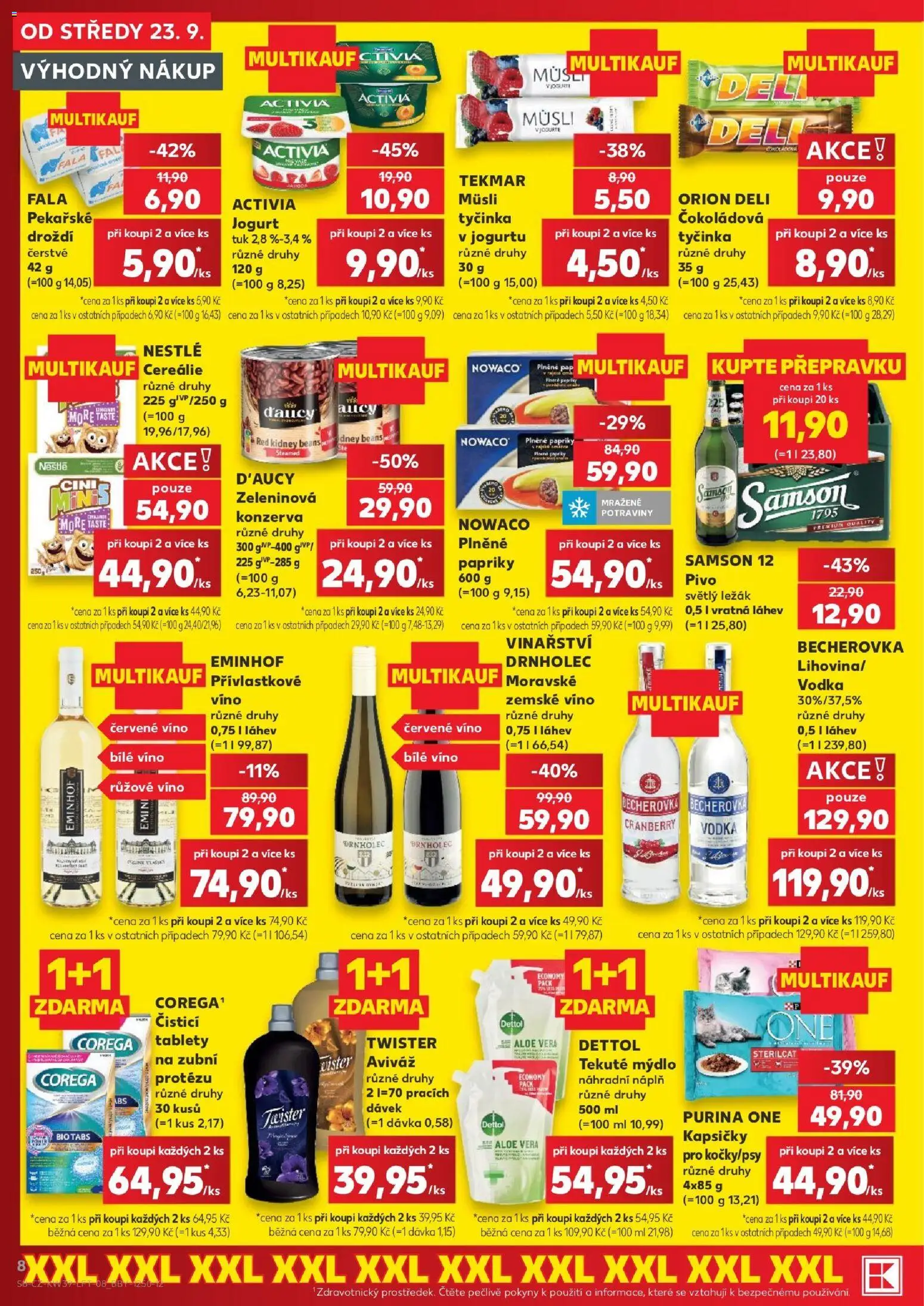 Kaufland leták - Kolín od 23.09.2026 | Strana: 8 | Produkty: Jogurt, Víno, Dettol, Kapsičky
