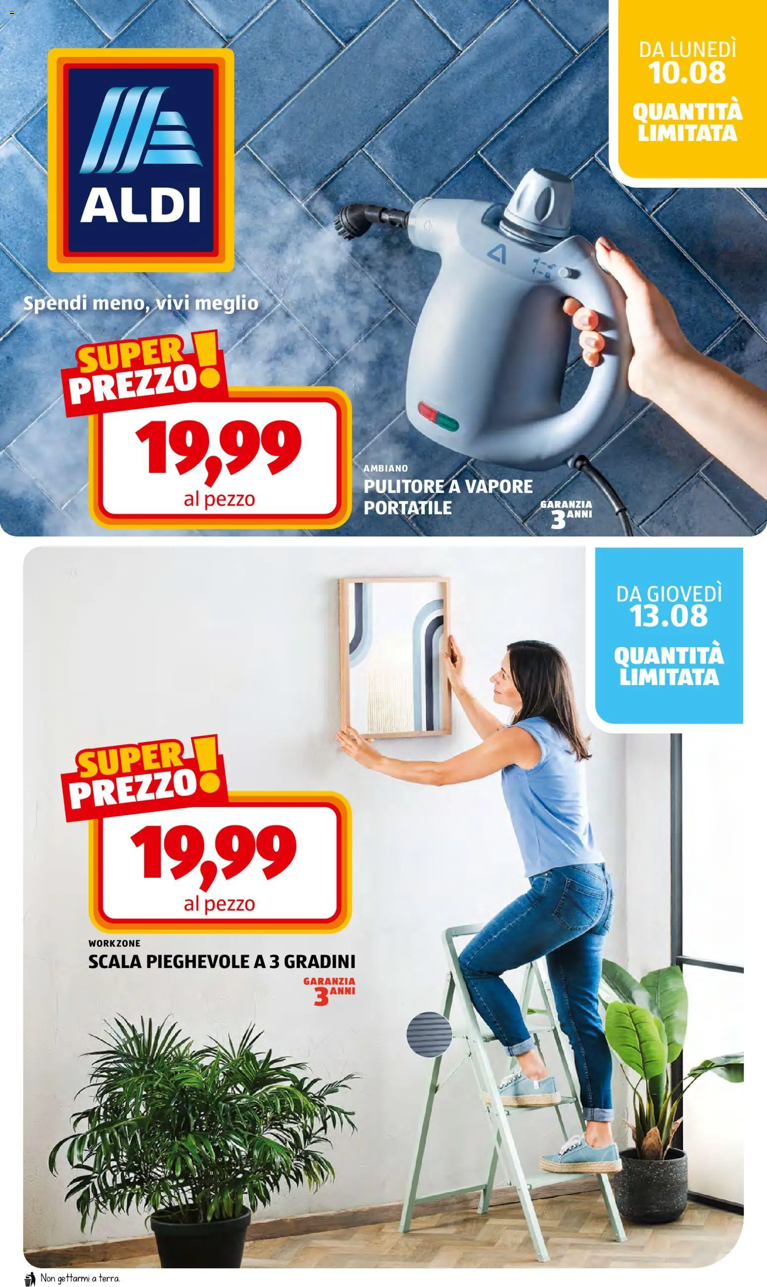 Volantino Aldi del 10/08/2026 | Pagina: 34 | Prodotti: Pulitore a vapore, Scala