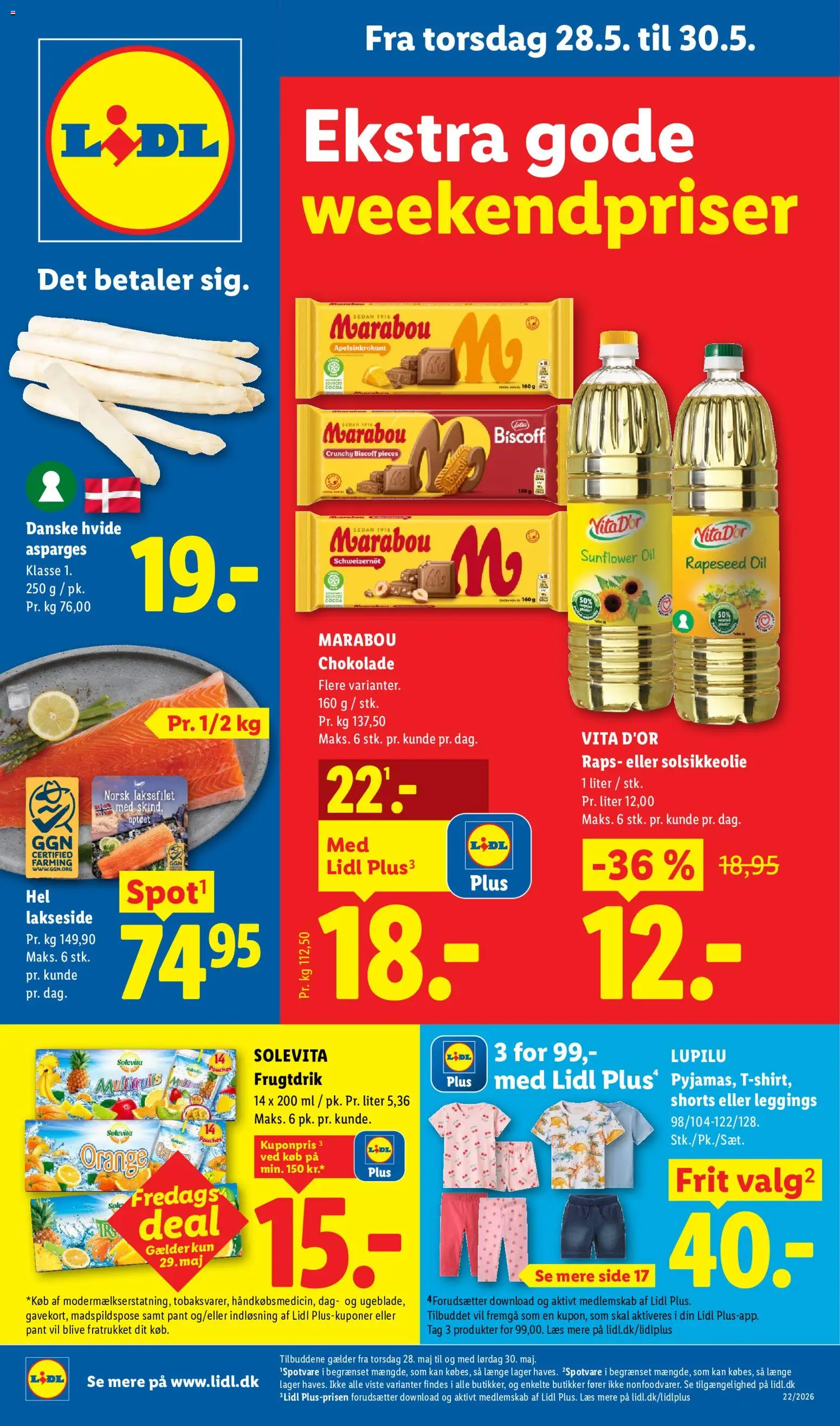 Lidl tilbudsavis – gyldig fra 28.05.2026 | Side: 1 | Produkter: Chokolade, Touca, Shorts, Leggings