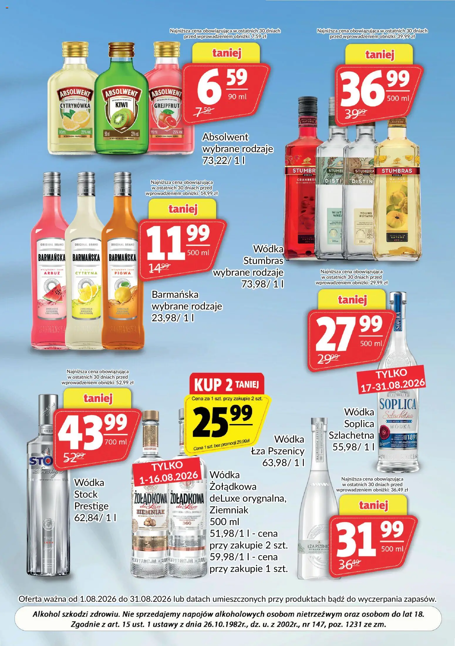 Prim Market gazetka - Oferta alkoholowa od 01.08.2026 | Strona: 4 | Produkty: Wódka barmańska, Soplica, Alkohol, Wódka
