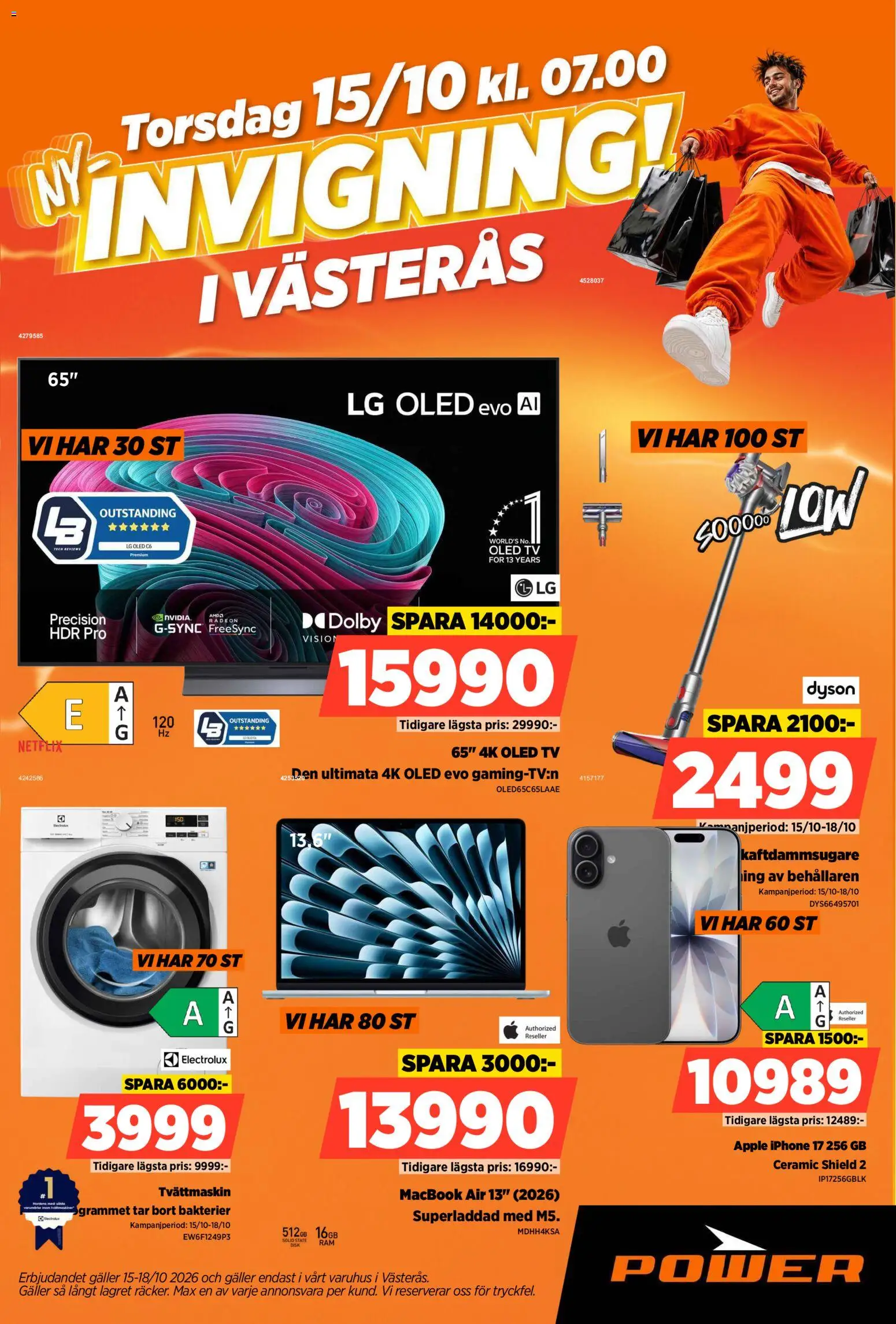 Power reklamblad aktuell från 15/10/2026 | Sida: 1 | Produkter: Galler, Äpple, Tv, Tvättmaskin