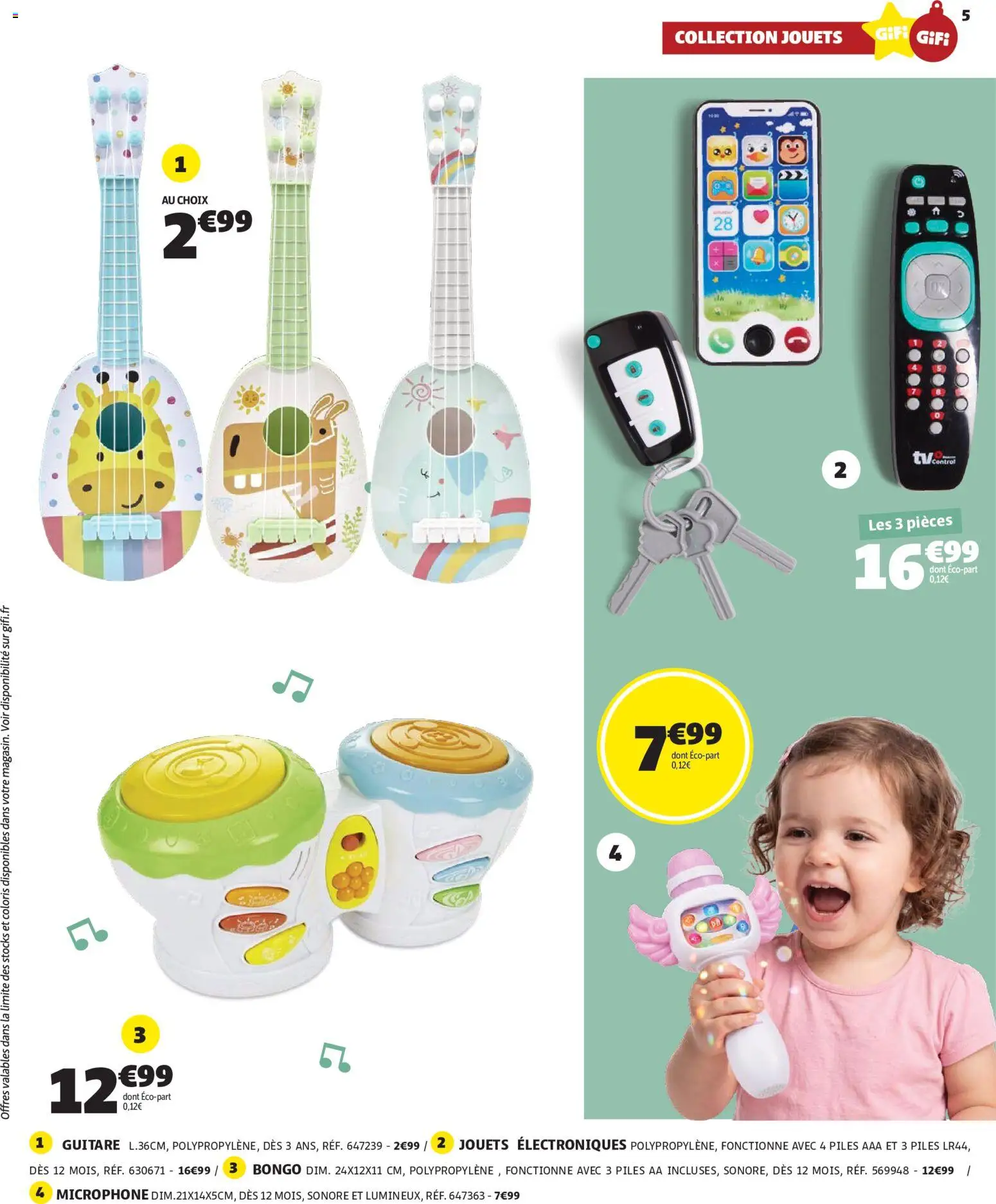 {H1} | Page: 5 | Produits: Piles AA, Microphone, Jouets, Piles