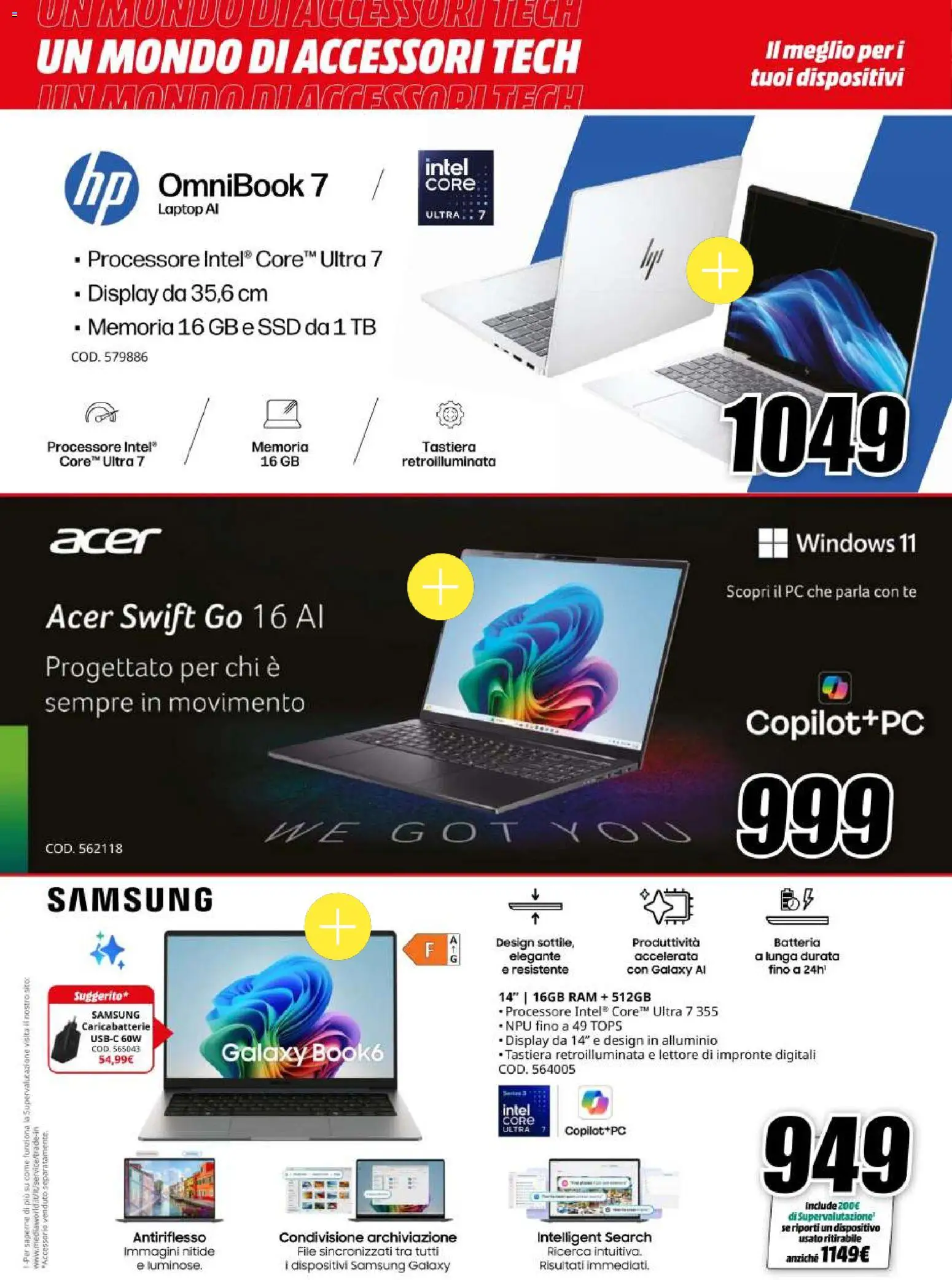 Volantino Media World del 06/10/2026 | Pagina: 2 | Prodotti: Samsung Galaxy, Tè, Laptop, Tastiera