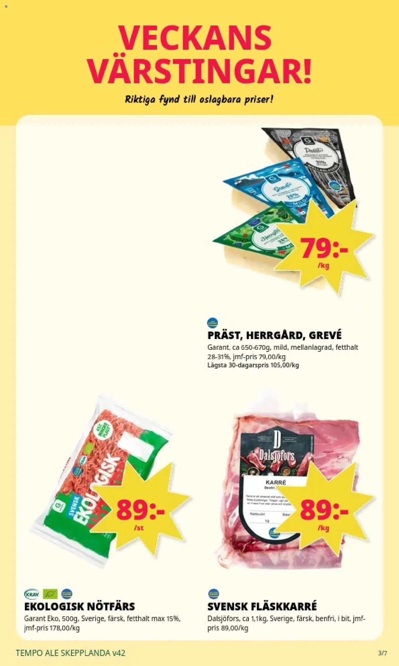 Tempo reklamblad aktuell från 12/10/2026 | Sida: 3 | Produkter: Nötfärs, Fläskkarré