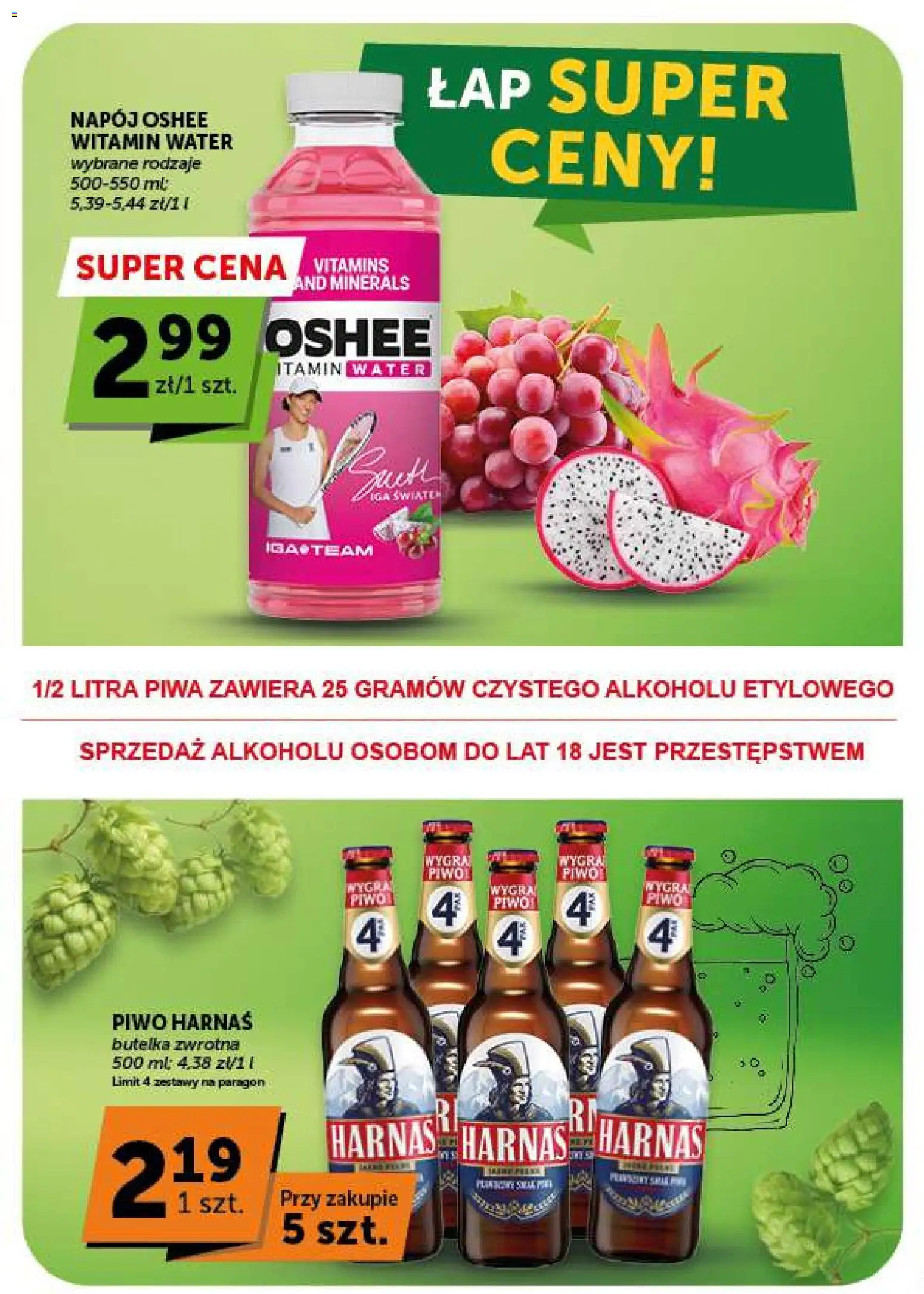 Groszek gazetka od 17.09.2026 | Strona: 13 | Produkty: Oshee, Piwo Harnaś, Harnaś, Piwo