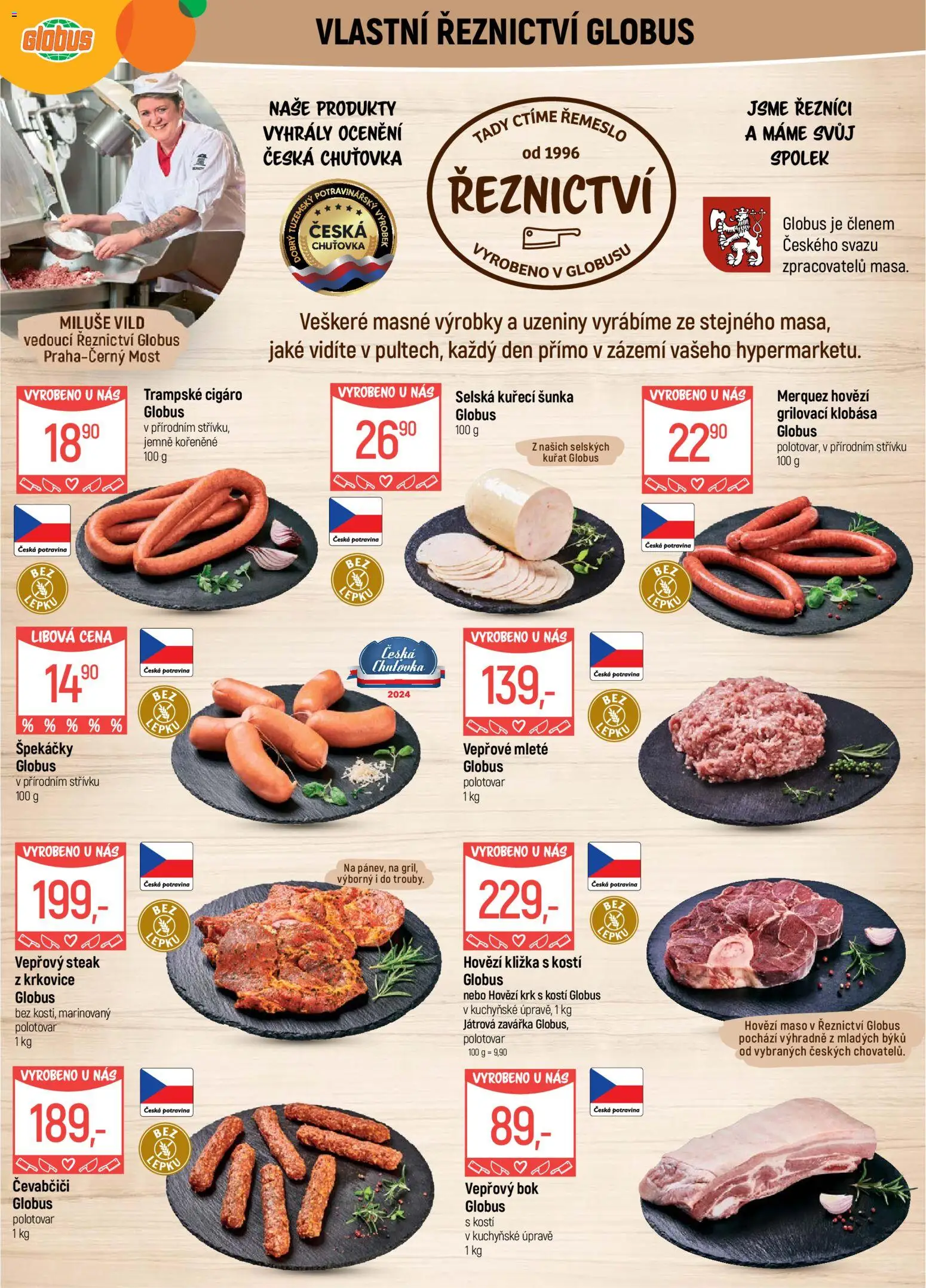 Globus leták - Praha Černý Most od 27.05.2026 | Strana: 5 | Produkty: Hovězí, Vepřový bok, Špekáčky, Maso