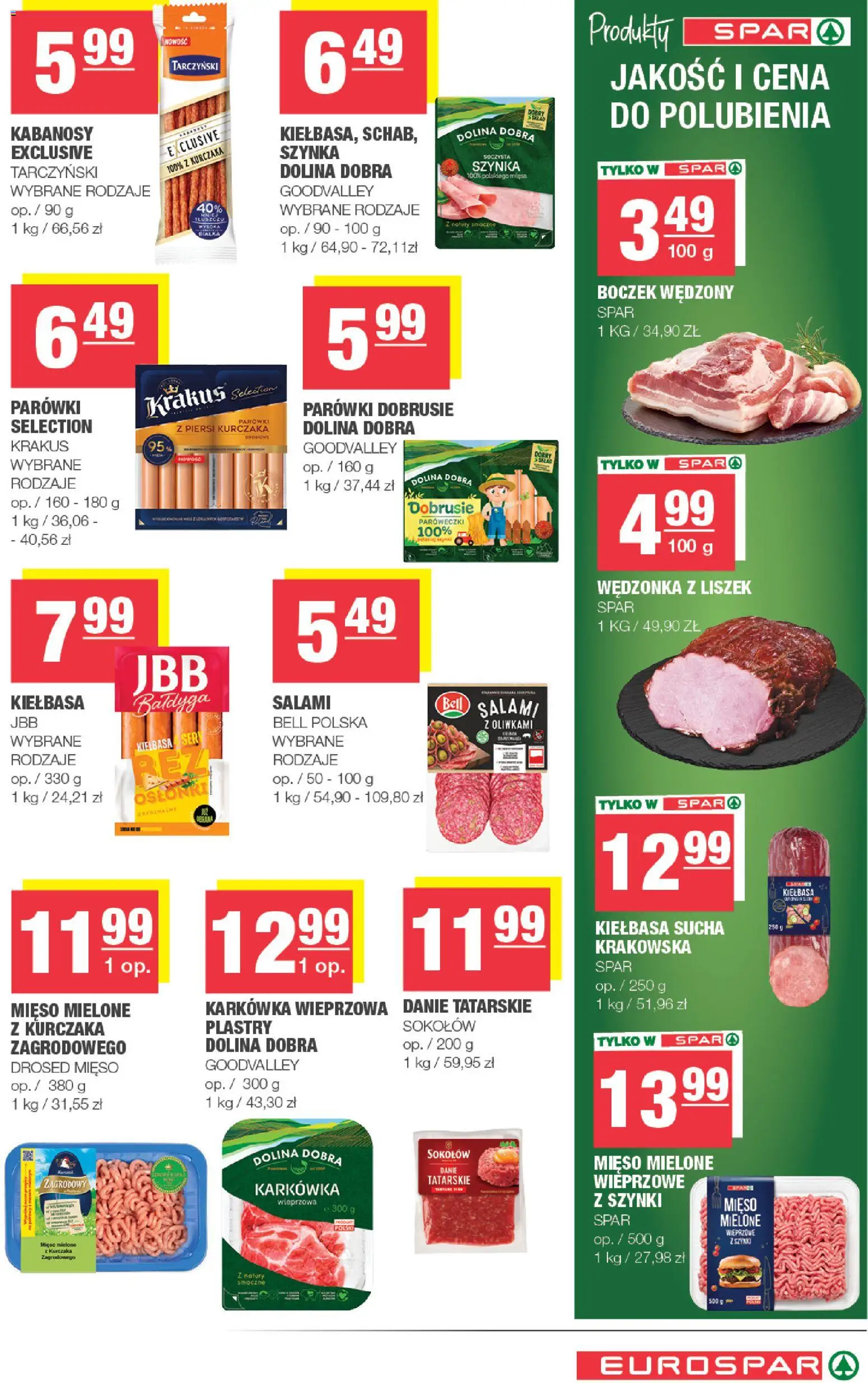 Spar gazetka - Eurospar od 09.09.2026 | Strona: 7 | Produkty: Karkówka wieprzowa, Bell, Kiełbasa sucha, Mięso mielone