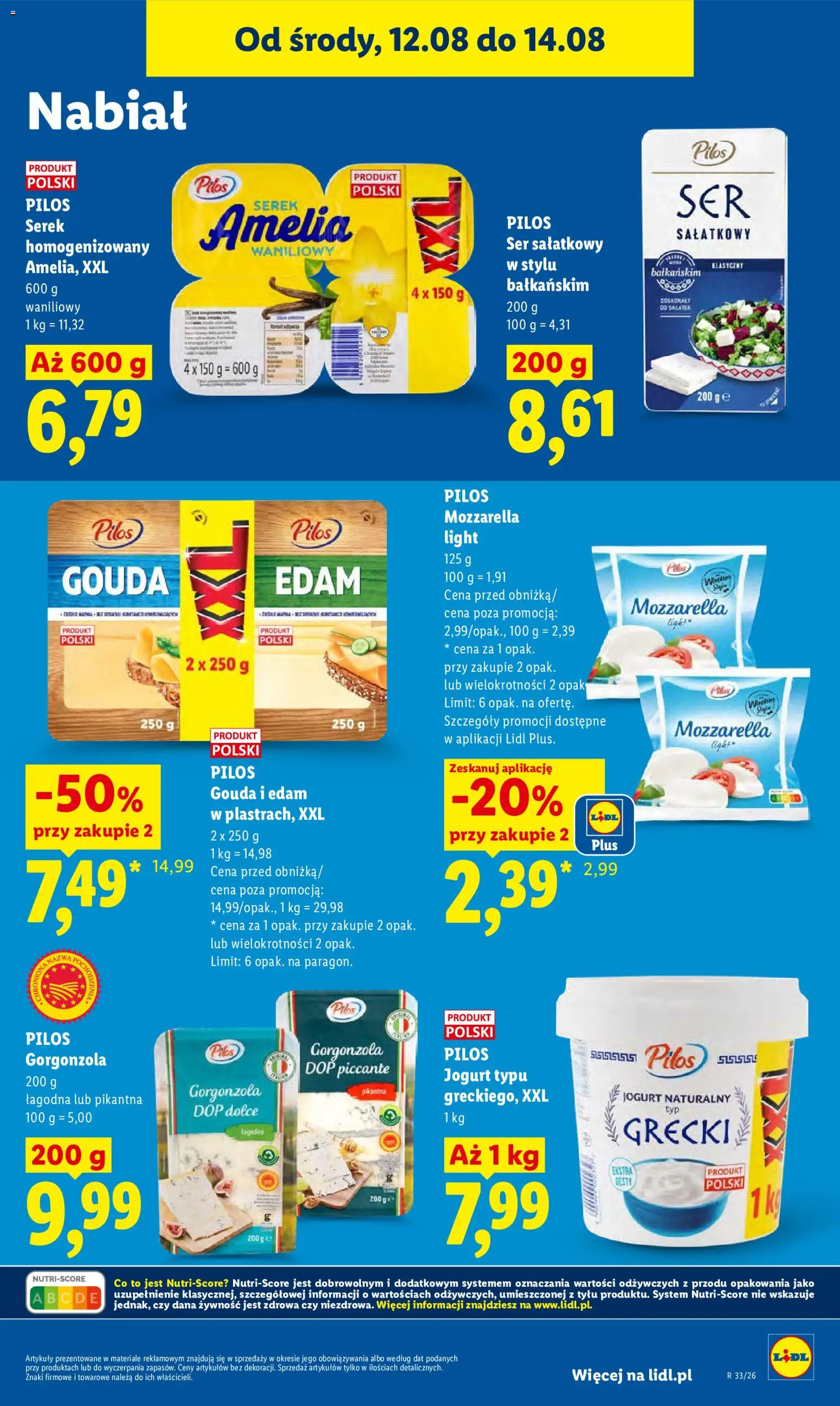 Lidl Polsko leták od 12.08.2026 | Strana: 65 | Produkty: Jogurt, Mozzarella light, Gorgonzola, Mozzarella