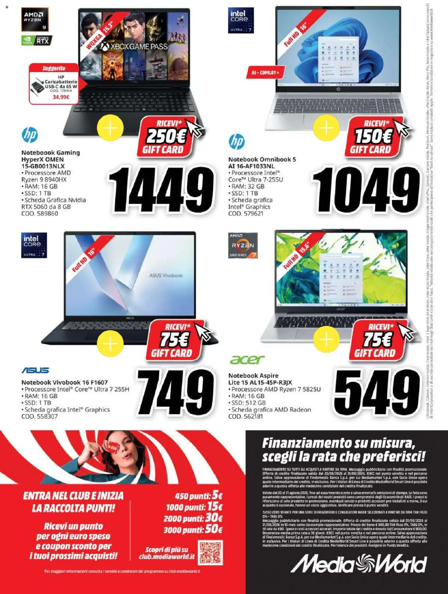 Volantino Media World del 20/08/2026 | Pagina: 36 | Prodotti: Notebook, Computer, Xbox, Caricabatterie