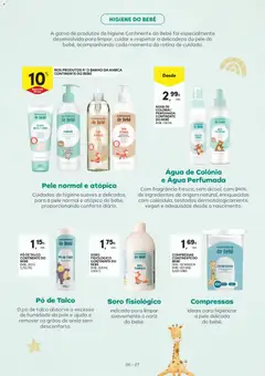 Pré-visualização Continente Bebé Verão válido de 30/06/2026 | Página: 27 | Produtos: Agua, Fraldas, Pó, Banho