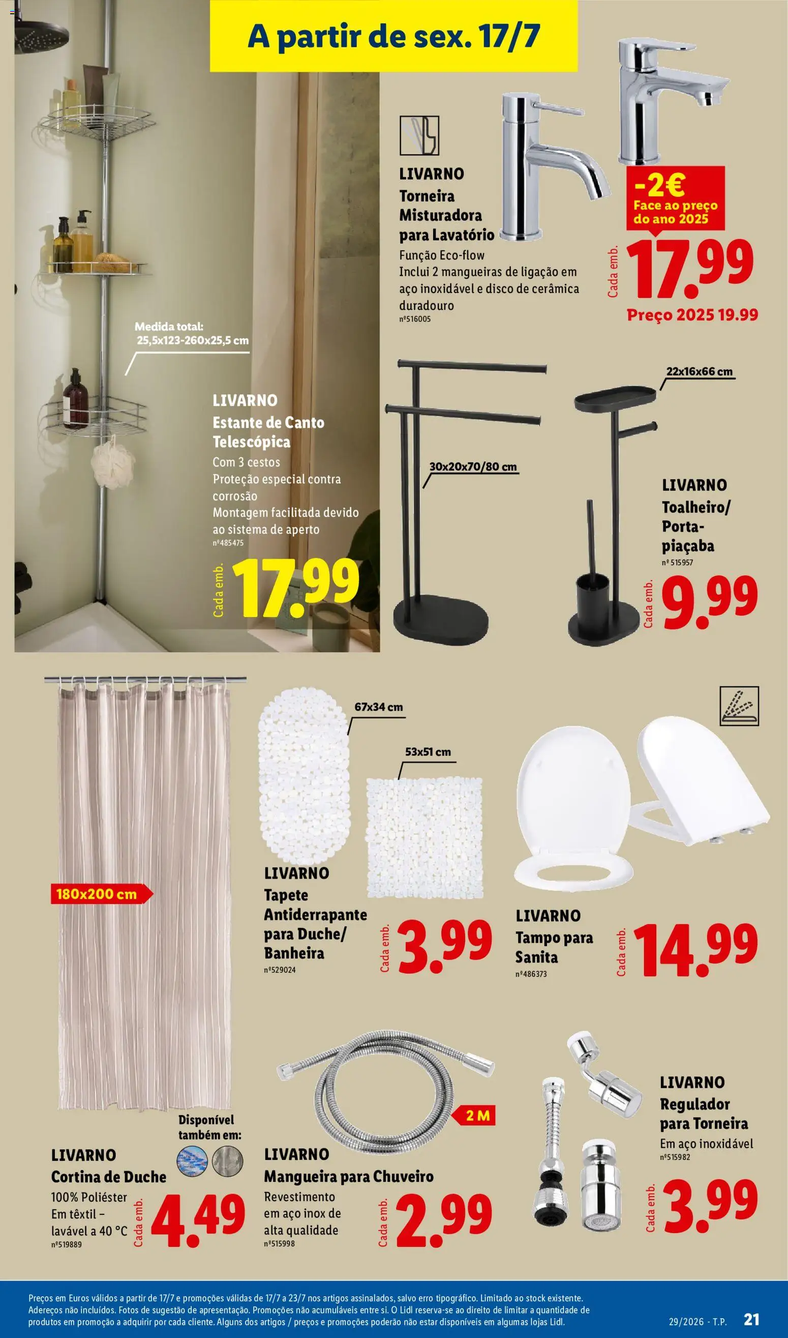 Lidl Novidades │ válido de 13/07/2026 | Página: 21 | Produtos: Porta, Lavatório, Chuveiro, Tapete