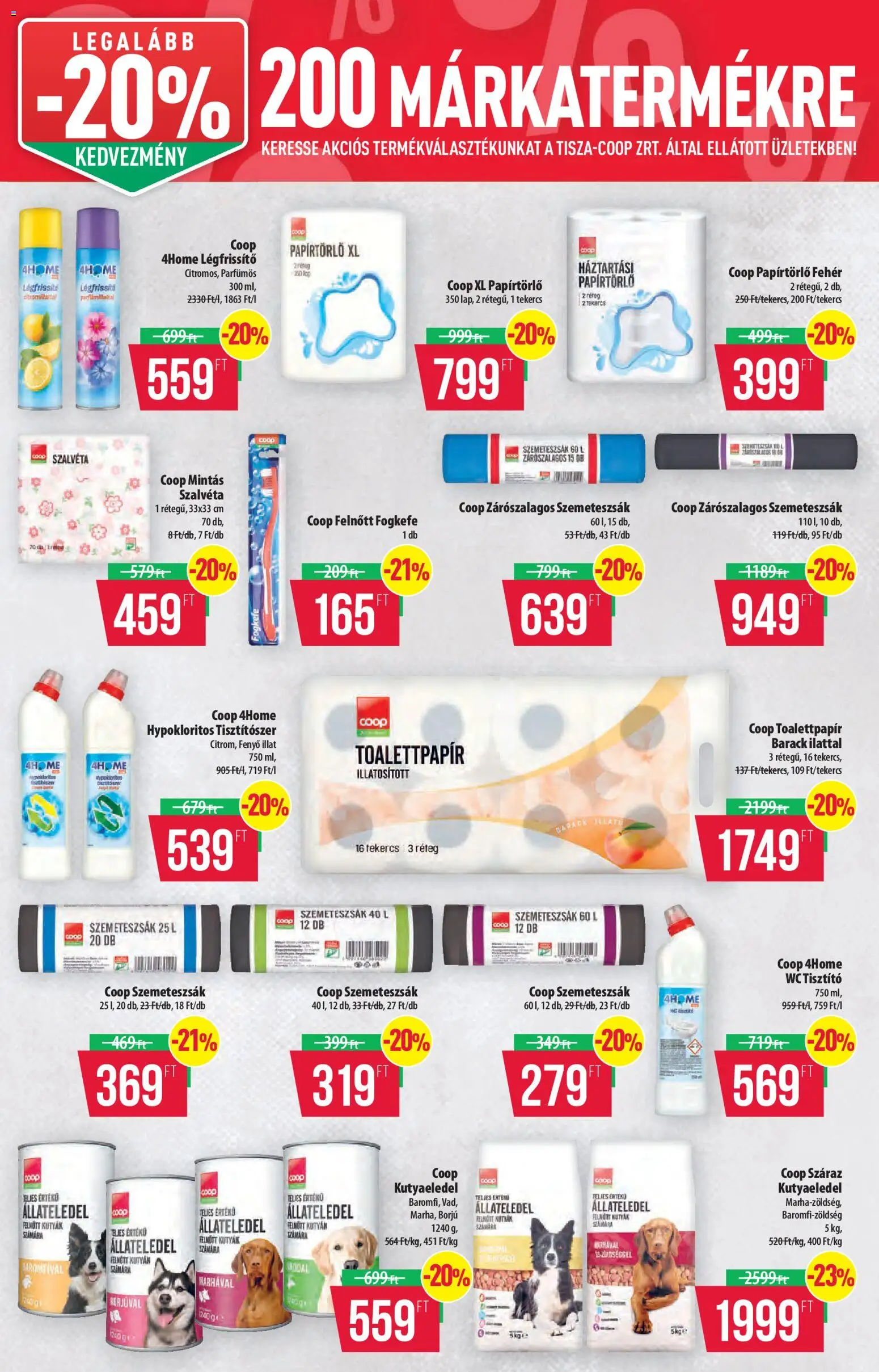 COOP akciós ujság - amely érvényes a következő dátumtól: 2026.10.08. | Oldal: 15 | Termékek: Tisztító, Szemeteszsák, Tisztítószer, Állateledel