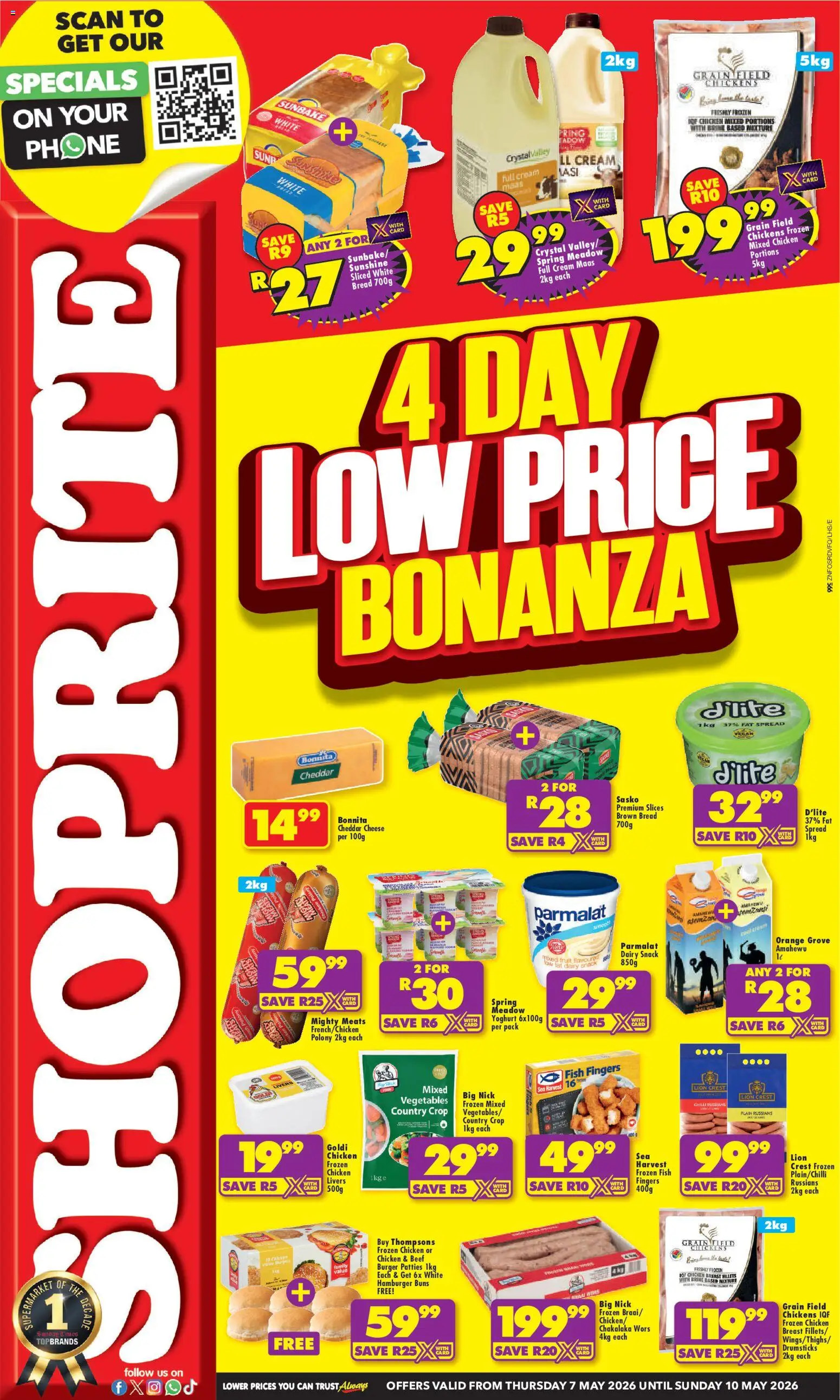 New Shoprite catalogue – valid from 07.05.2026 | Page: 1 | Products: Frozen vegetables, Fish, Sausage, Chilli
