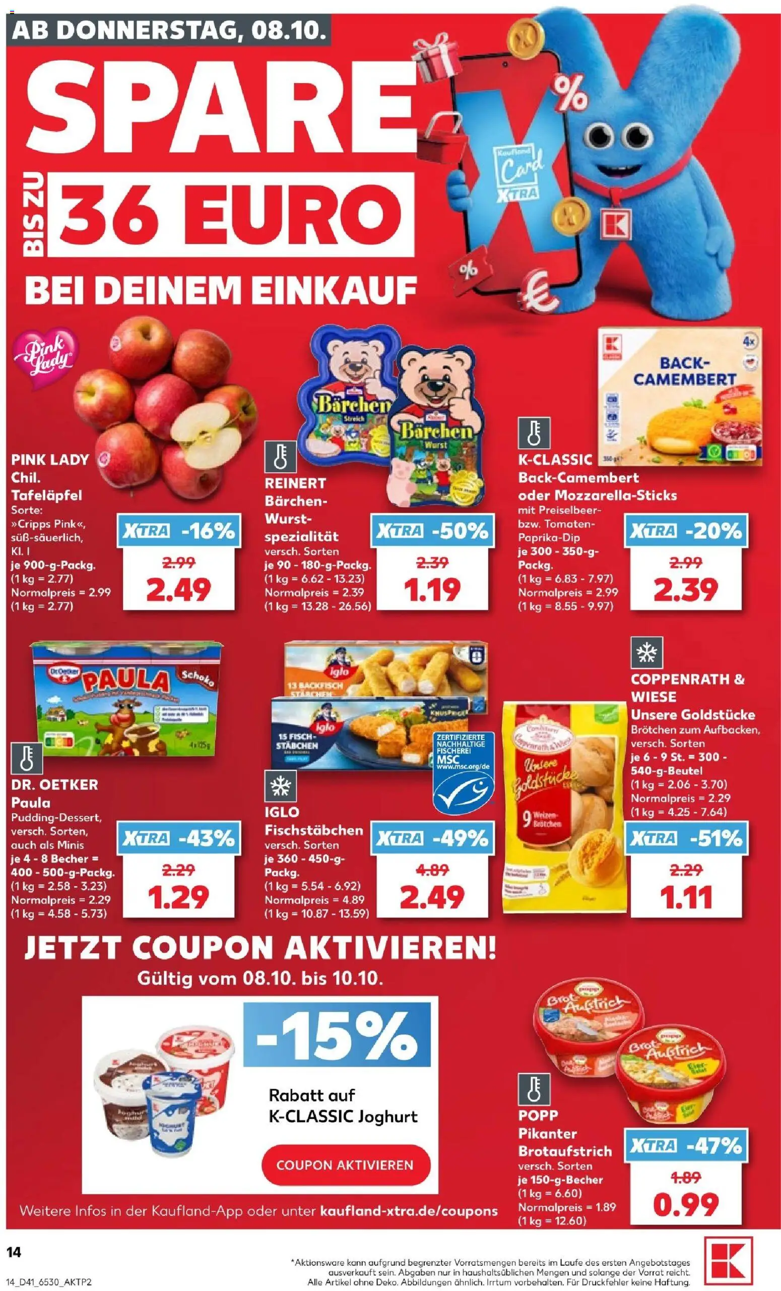 Kaufland Prospekt Potsdam – gültig ab 08.10.2026 | Seite: 16 | Produkte: Fisch, Camembert, Wurst, Brot