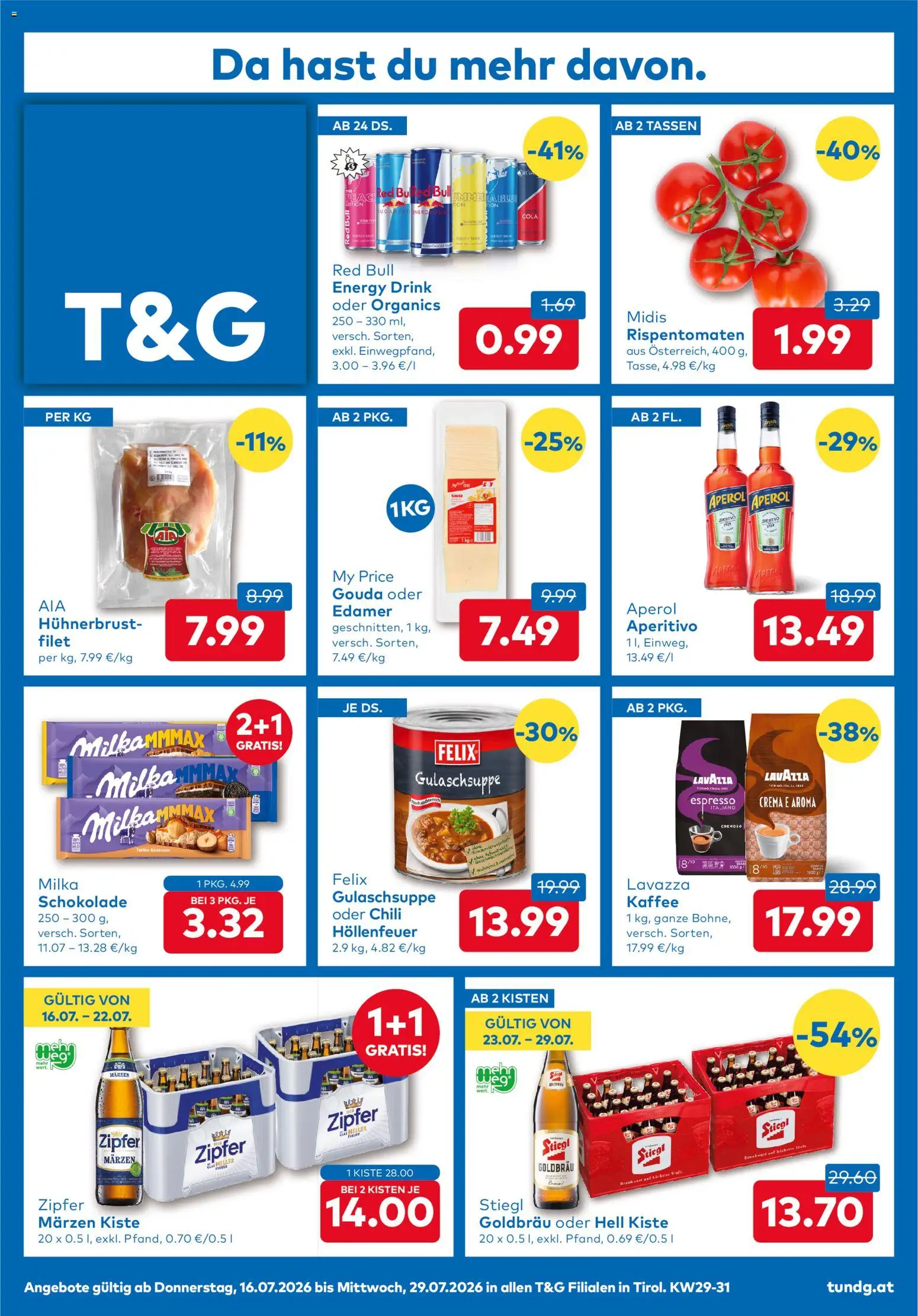 T&G Flugblatt gültig ab 16.07.2026 | Seite: 1 | Produkte: Chili, Aperol, Kaffee, Schokolade
