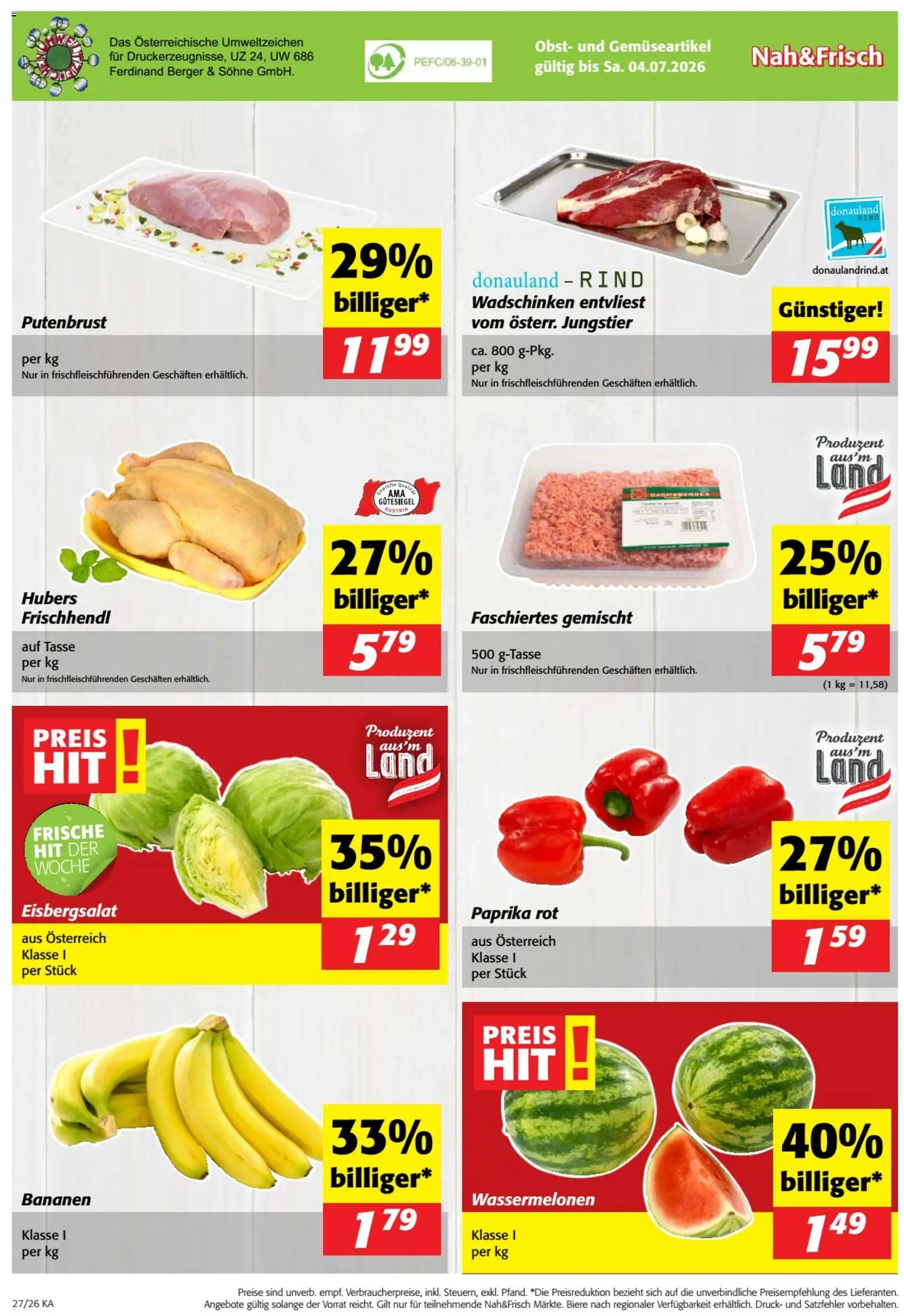 Nah und Frisch Flugblatt gültig ab 01.07.2026 | Seite: 4 | Produkte: Obst, Bananen